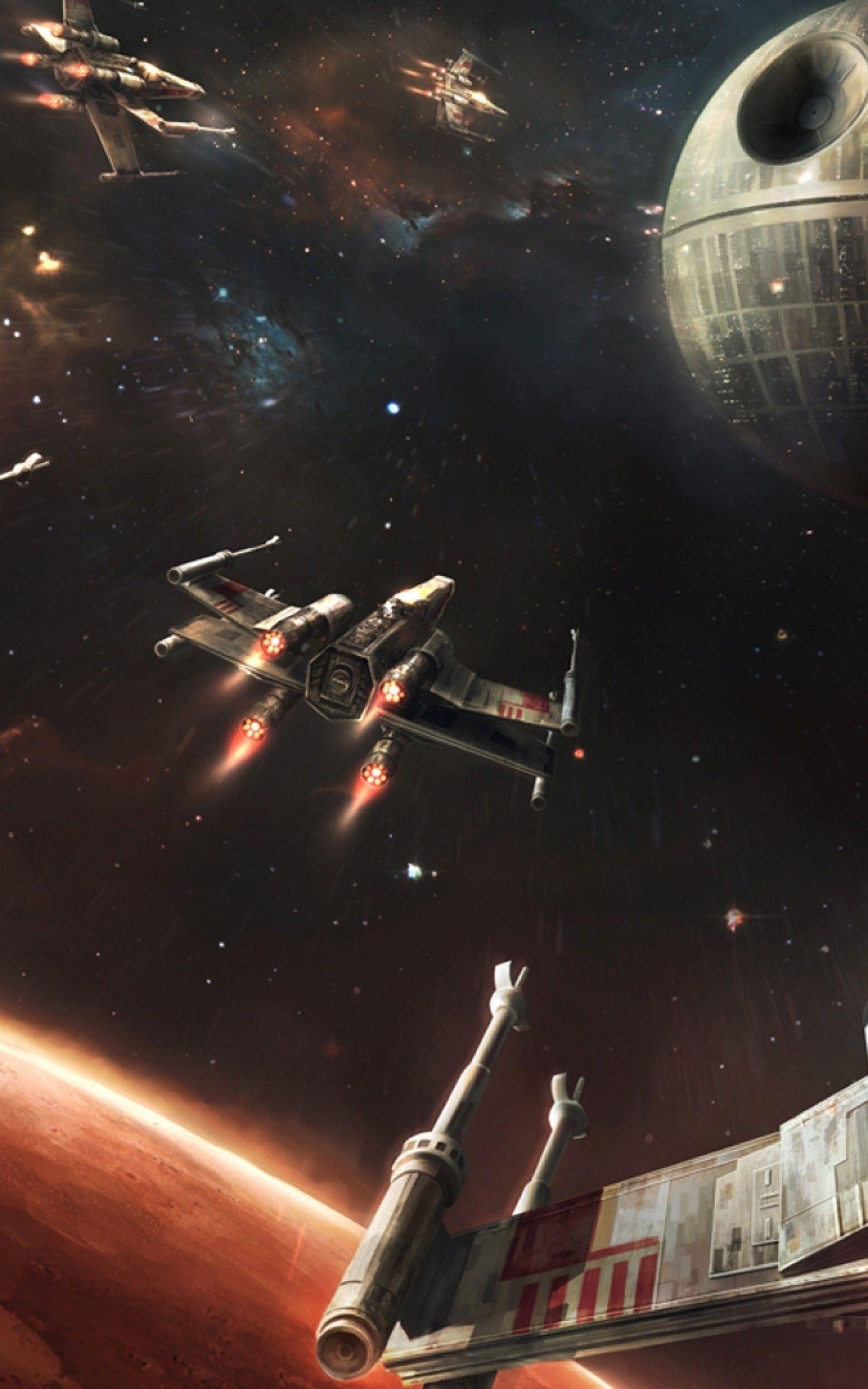 1600x2560 Star Wars, Death Star, X Wing, Galaxy, Planet HD Wallpaper
