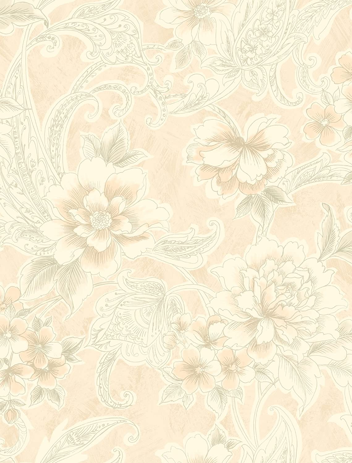 1139x1500 Mayflower Wallpaper Blush Flowers Cream Iridescent Gold Nude Green Blush Double Roll, Wallpaper