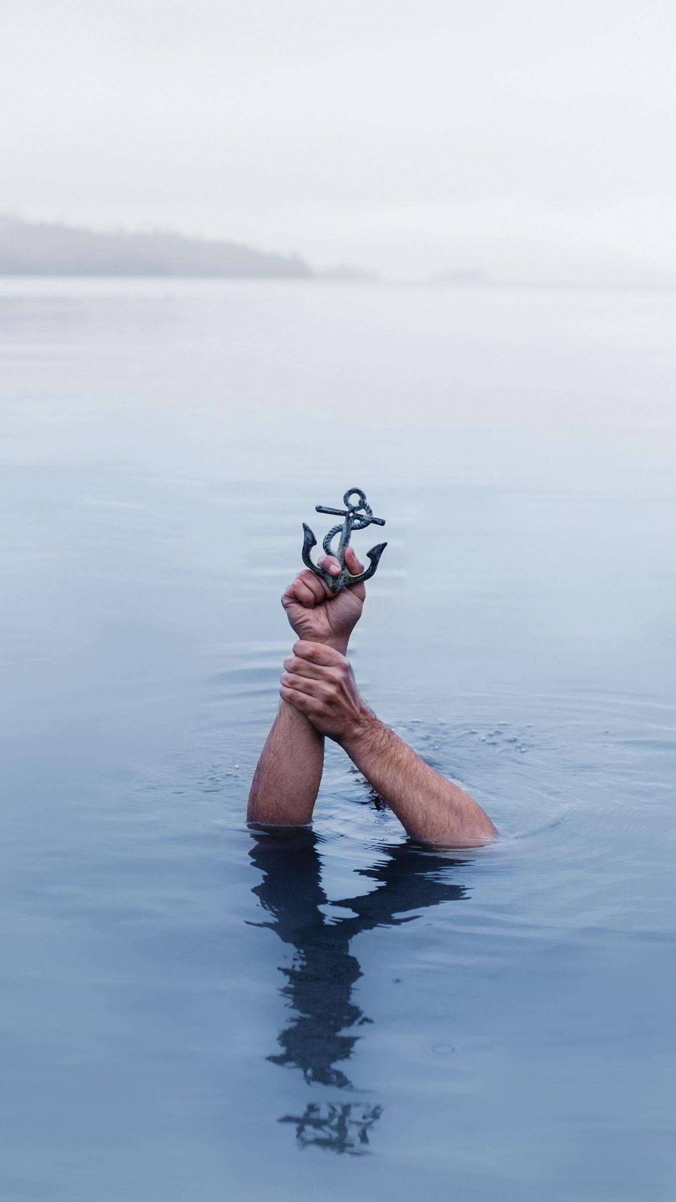 1350x2400 Download wallpaper 1350x2400 hands, water, anchor, immersion, symbolic iphone 8+/7+/6s+/for parallax HD background