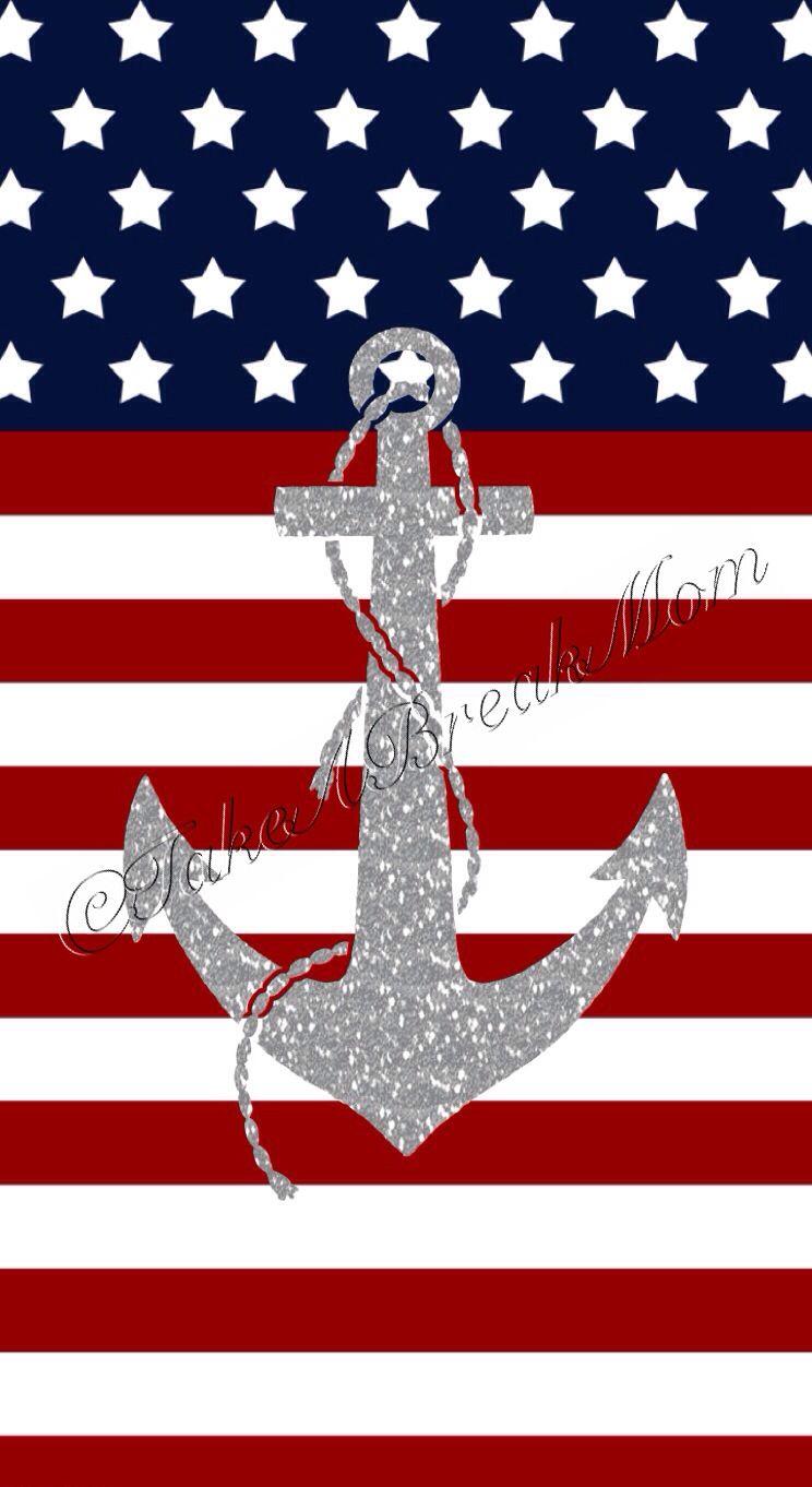 744x1362 iPhone Wallpaper American Flag Anchor