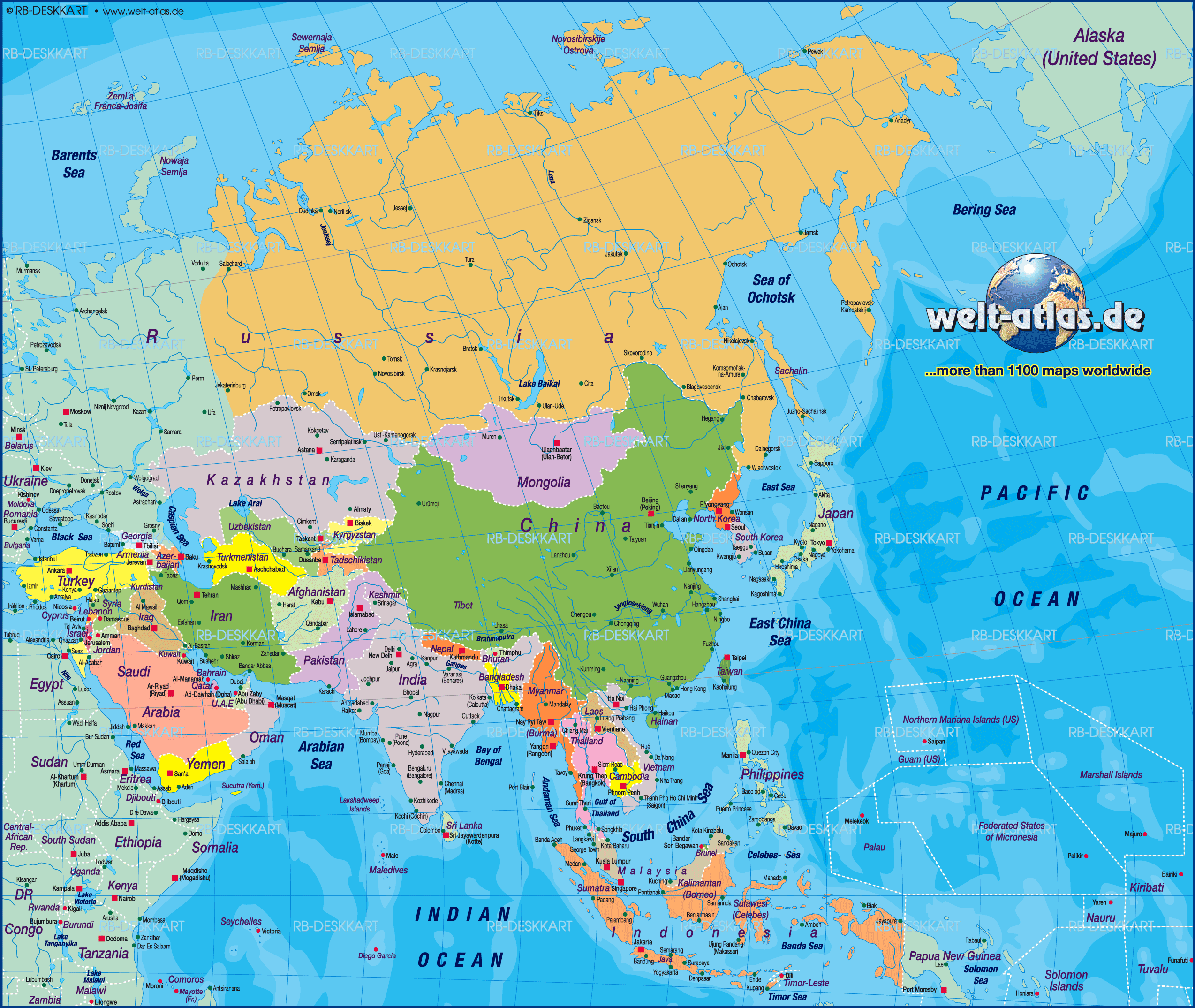 2548x2149 Map Of Asia, Map Of The World Political (General Map / Region Of The World). Welt Atlas.de