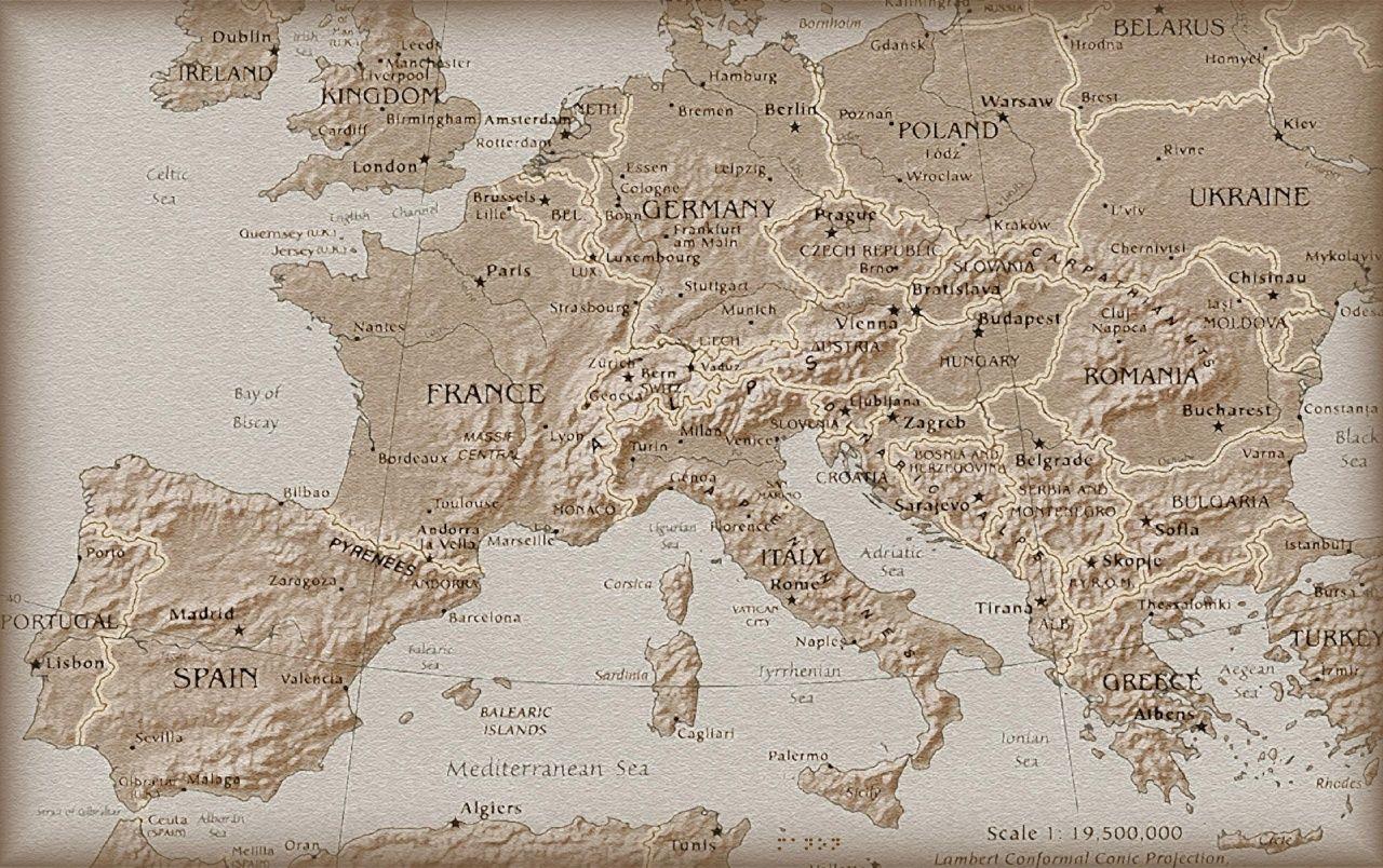 1280x804 Europe's map wallpaper. Europe's map