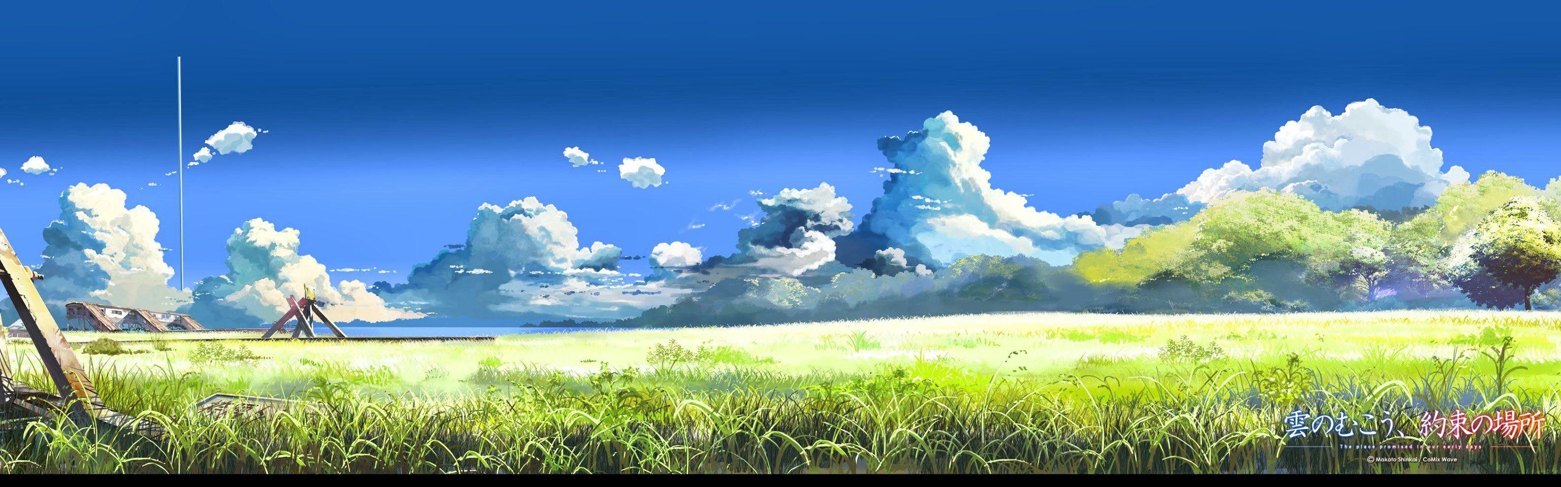 3172x991 Centimeters Per Second, Makoto Shinkai, Field, Clouds HD Wallpaper / Desktop and Mobile Image & Photo