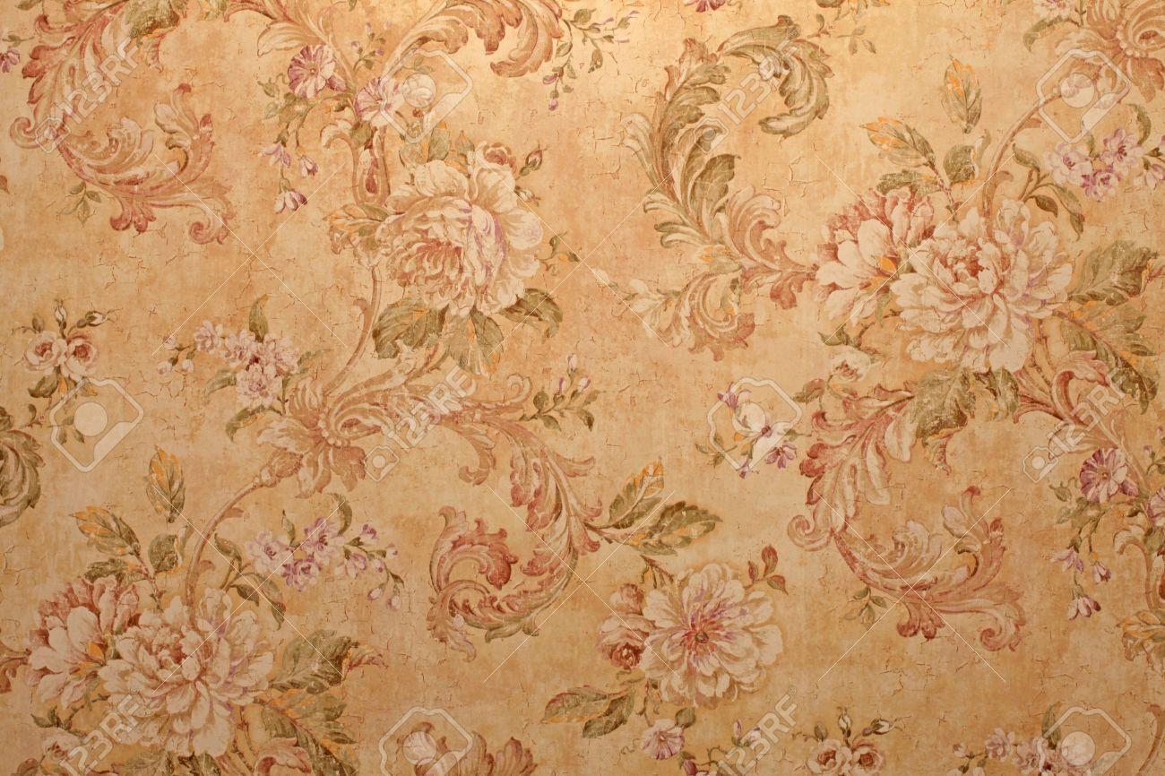 1300x866 Vintage Golden Run Down Victorian Wallpaper With Baroque Floral. Victorian Wallpaper, Vintage Art Prints, Free Art Prints