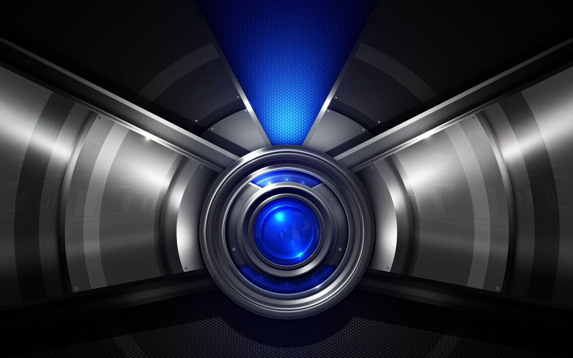 1920x1200 Download wallpaper metallic techno background, steel texture, blue glass ball, creative background for desktop with resolution 1920x1200. High Quality HD picture wallpaper