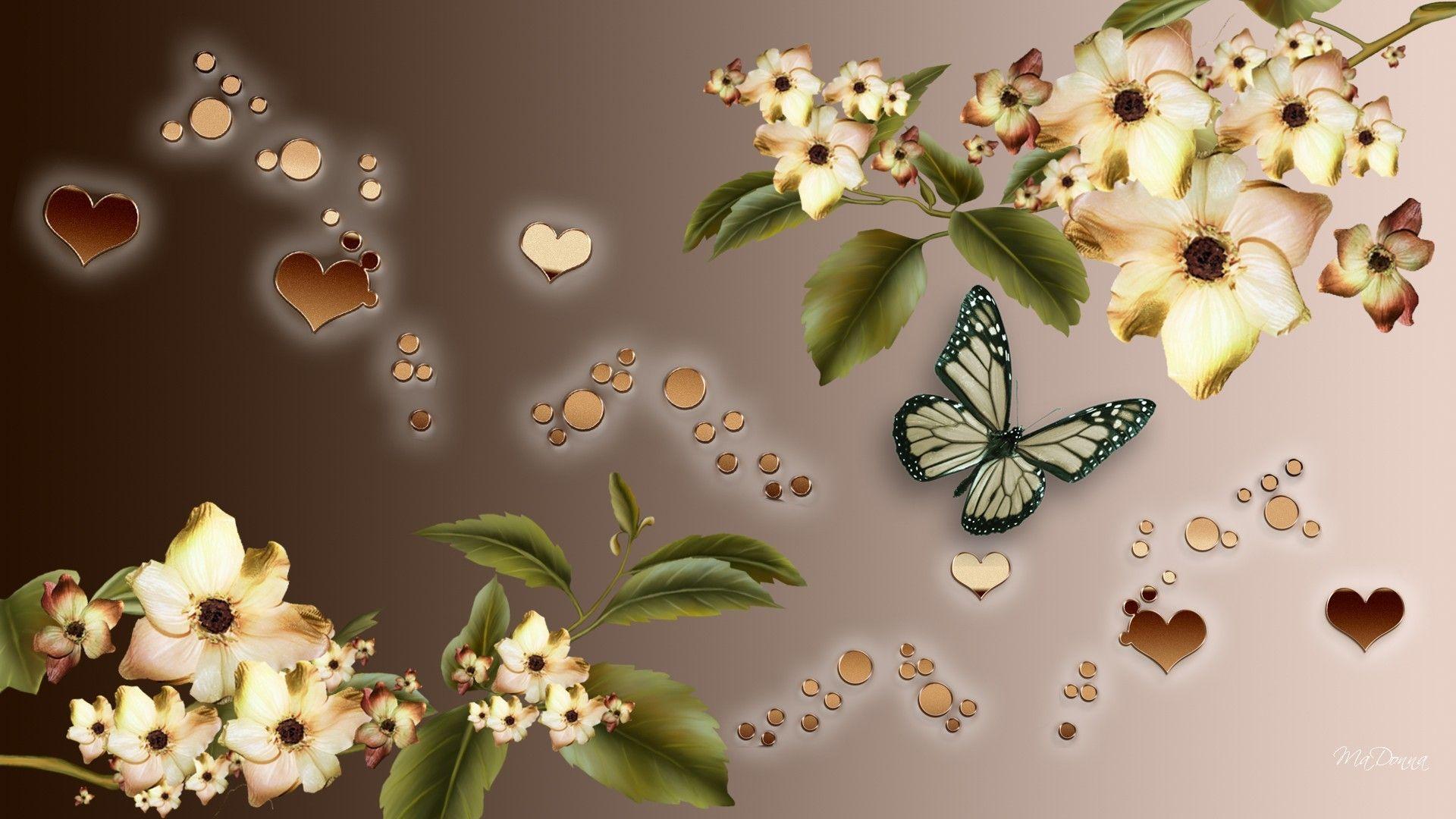 1920x1080 Hearts And Flowers Wallpaper For Mobile Wallpaper & Background Download