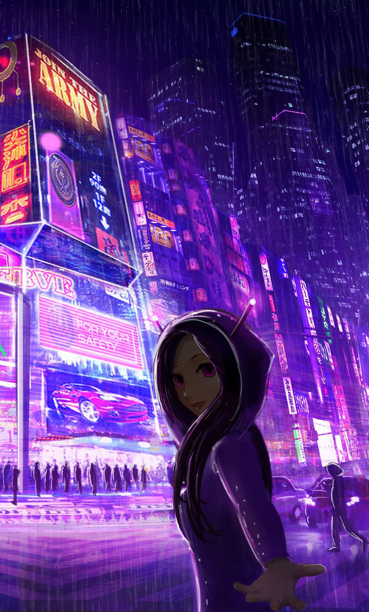 1280x2120 Cyberpunk Cityscape Girl Digital Art iPhone HD 4k Wallpaper, Image, Background, Photo and Picture