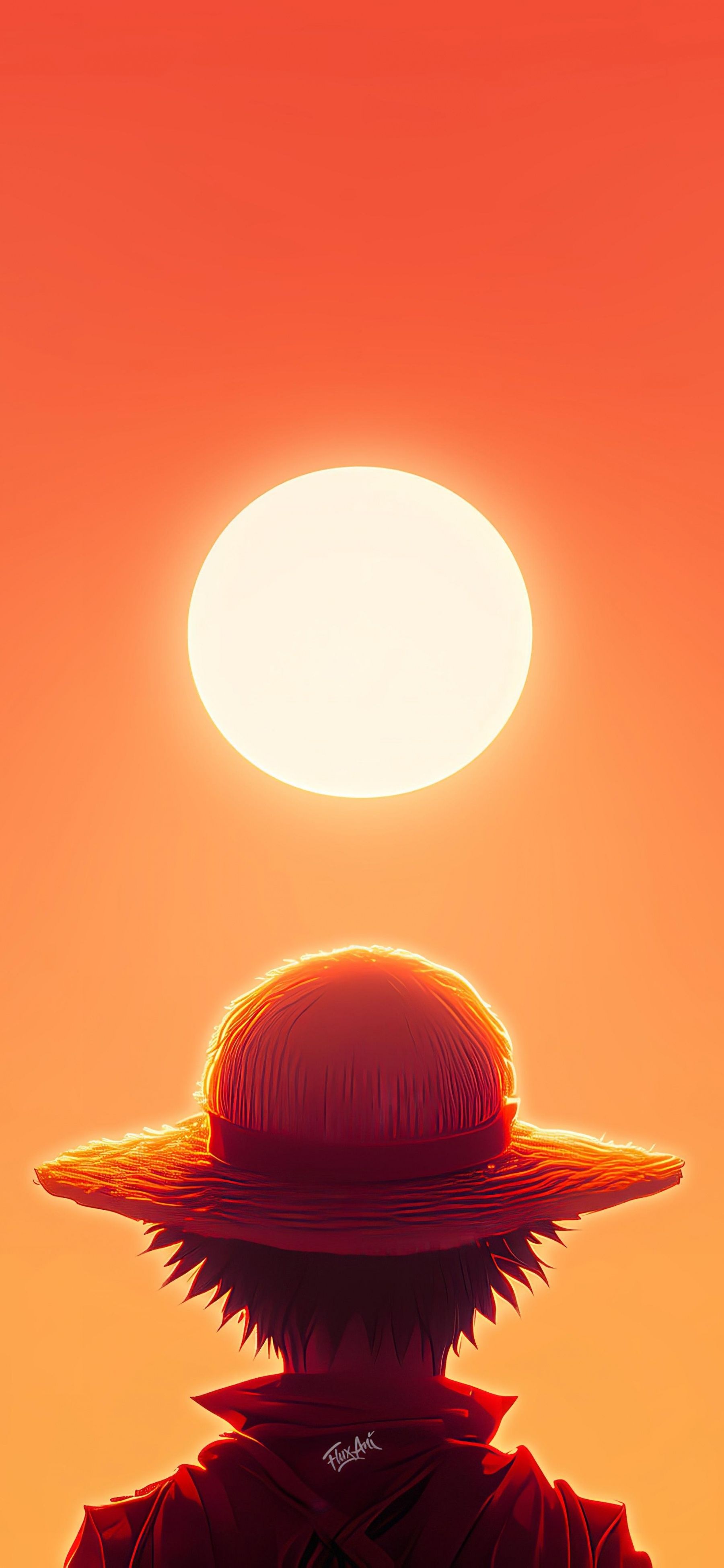 1800x3900 Luffy, One Piece, Orange Sky, Sun 4K UHD Wallpaper for UltraHD Desktop and TV : Widescreen and UltraWide Display : Dual Monitor : Smartphone and Tablet Devices