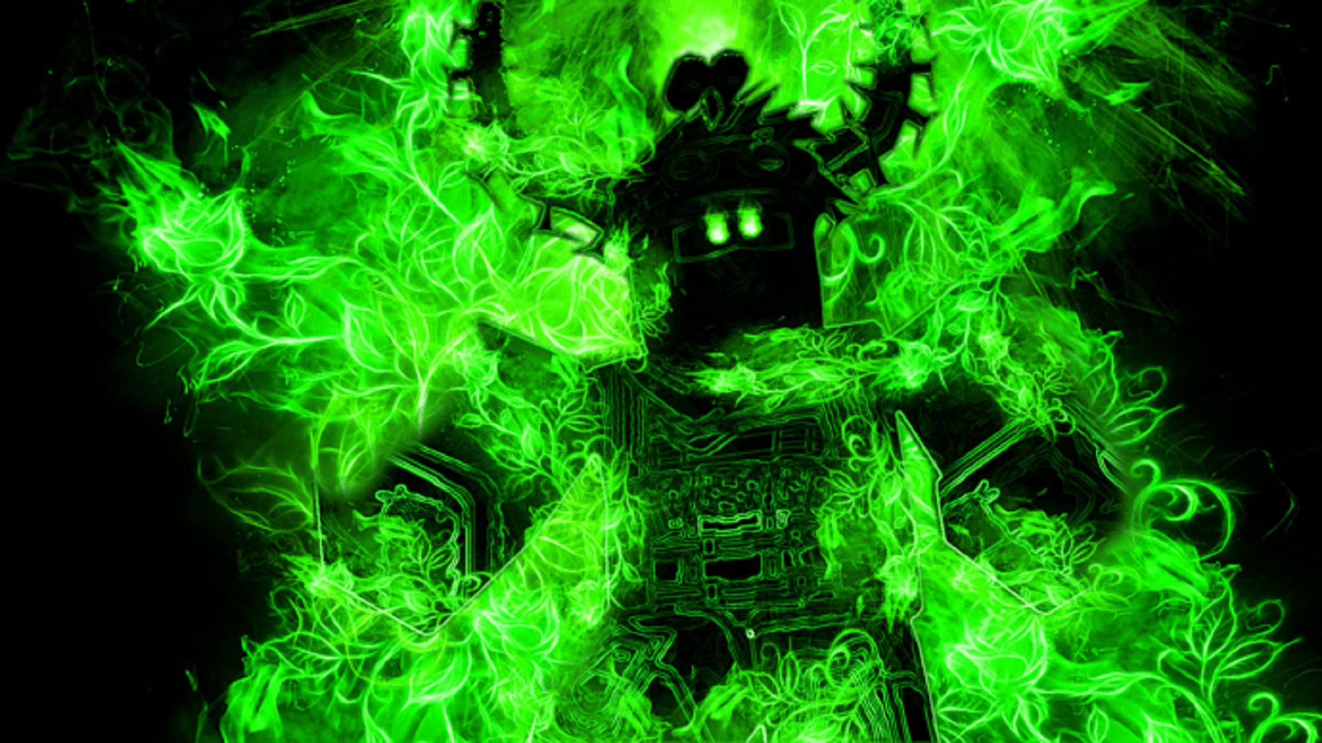 1920x1079 Download Burning Roblox In Green Fire Wallpaper