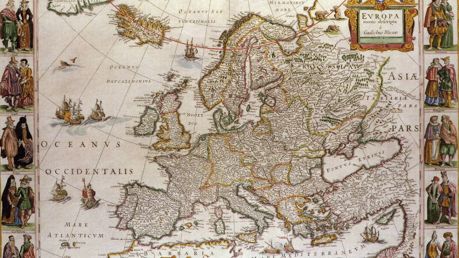 1920x1080 Old Europe Map