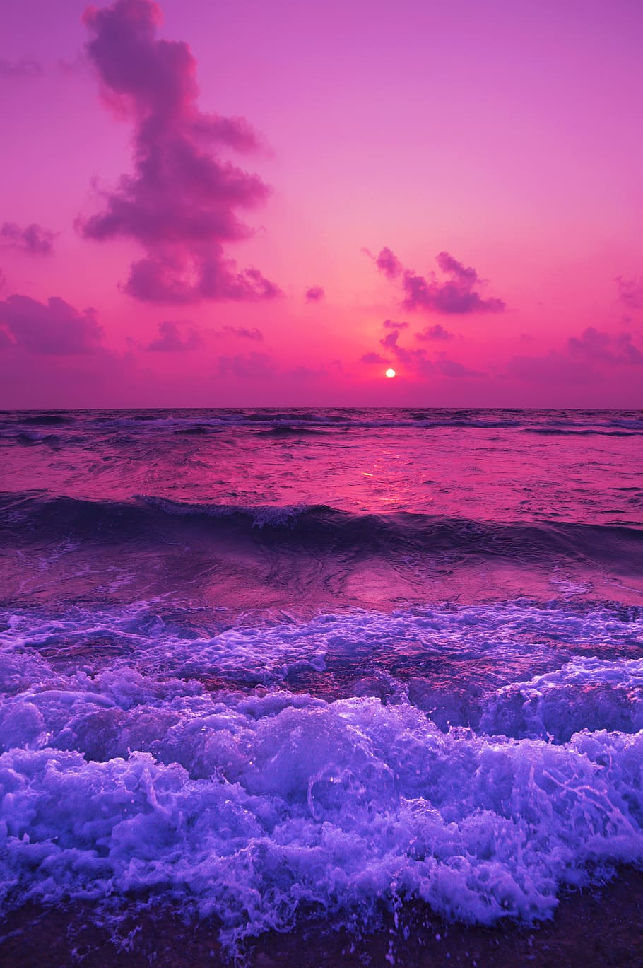 910x1369 magic, skyporn, pink, wallpaper, details, waves, sunset, ocean