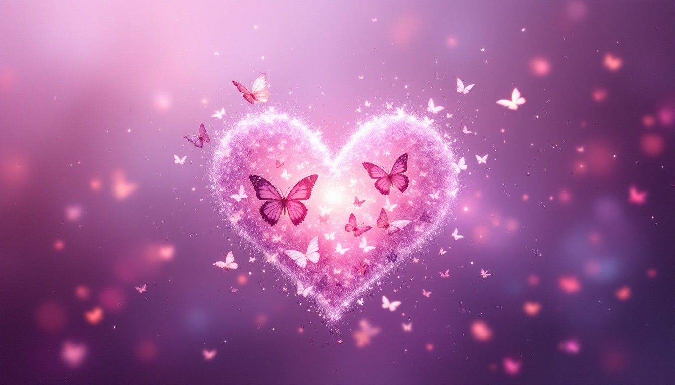 1344x768 Download Butterflies Heart Magic Image, Butterflies, Pink