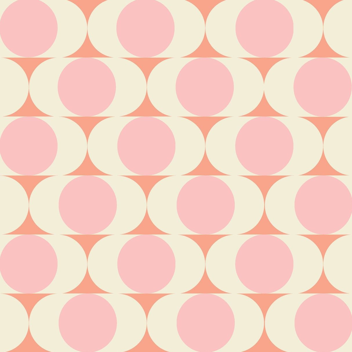 1214x1214 Mid Century Modern Wallpaper Pink & Peach Design for Stylish Interiors 24''W x 75''H / Canvas Peel & Stick
