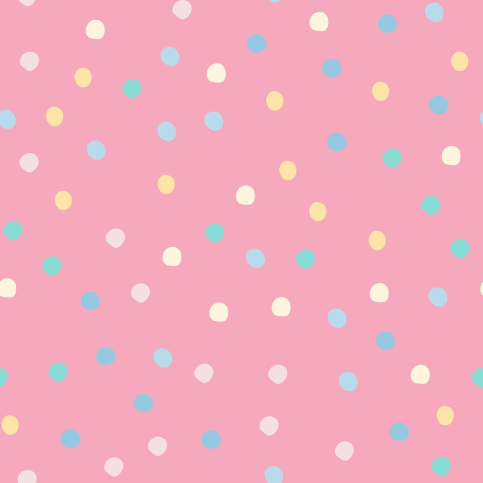 980x980 Abstract colored polka dots seamless pattern on pink background. Cute circle shapes wallpaper