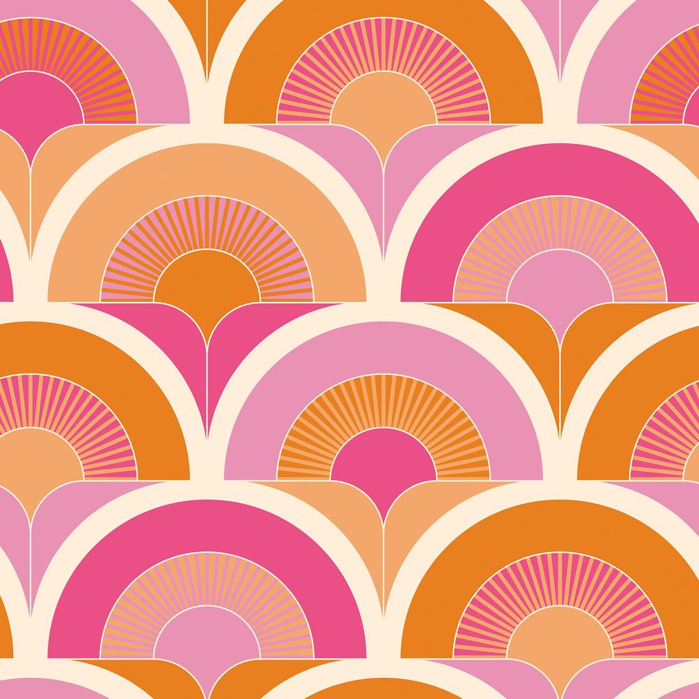 1000x1000 Groovy Baby Wallpaper in Pink, Raspberry and Orange Fizz