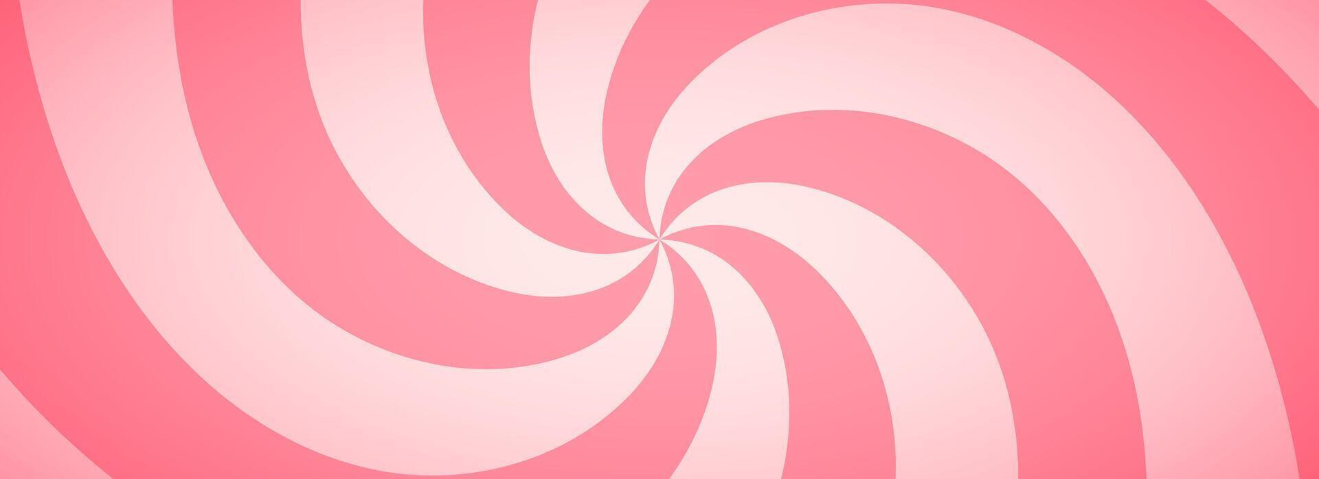 1920x698 Candy color spiral background. Pink rotating swirl pattern wallpaper. Cute spinning line vortex for banner, poster, flyer, booklet. Sweet cartoon sunburst concept. Ice cream backdrop