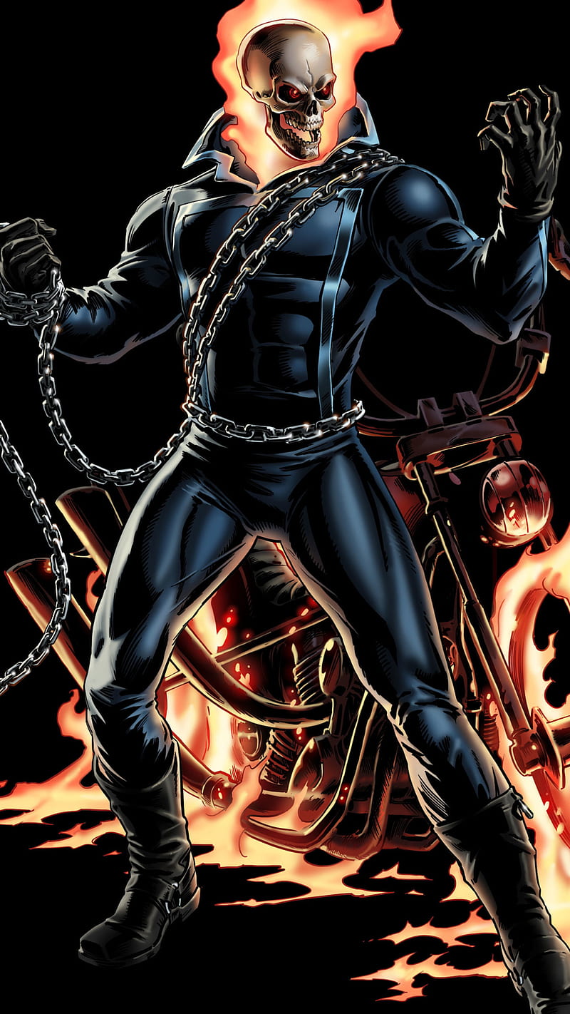 800x1422 Ghost Rider, marvel, super hero, art, johnny blaze, ghost rider, HD phone wallpaper