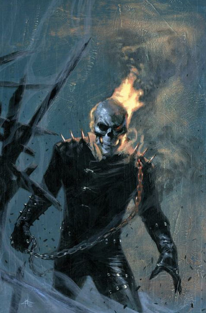 800x1217 Ghost Rider, comic, flames, johnny blaze, marvel, marvel comic, nicolas cage, HD phone wallpaper