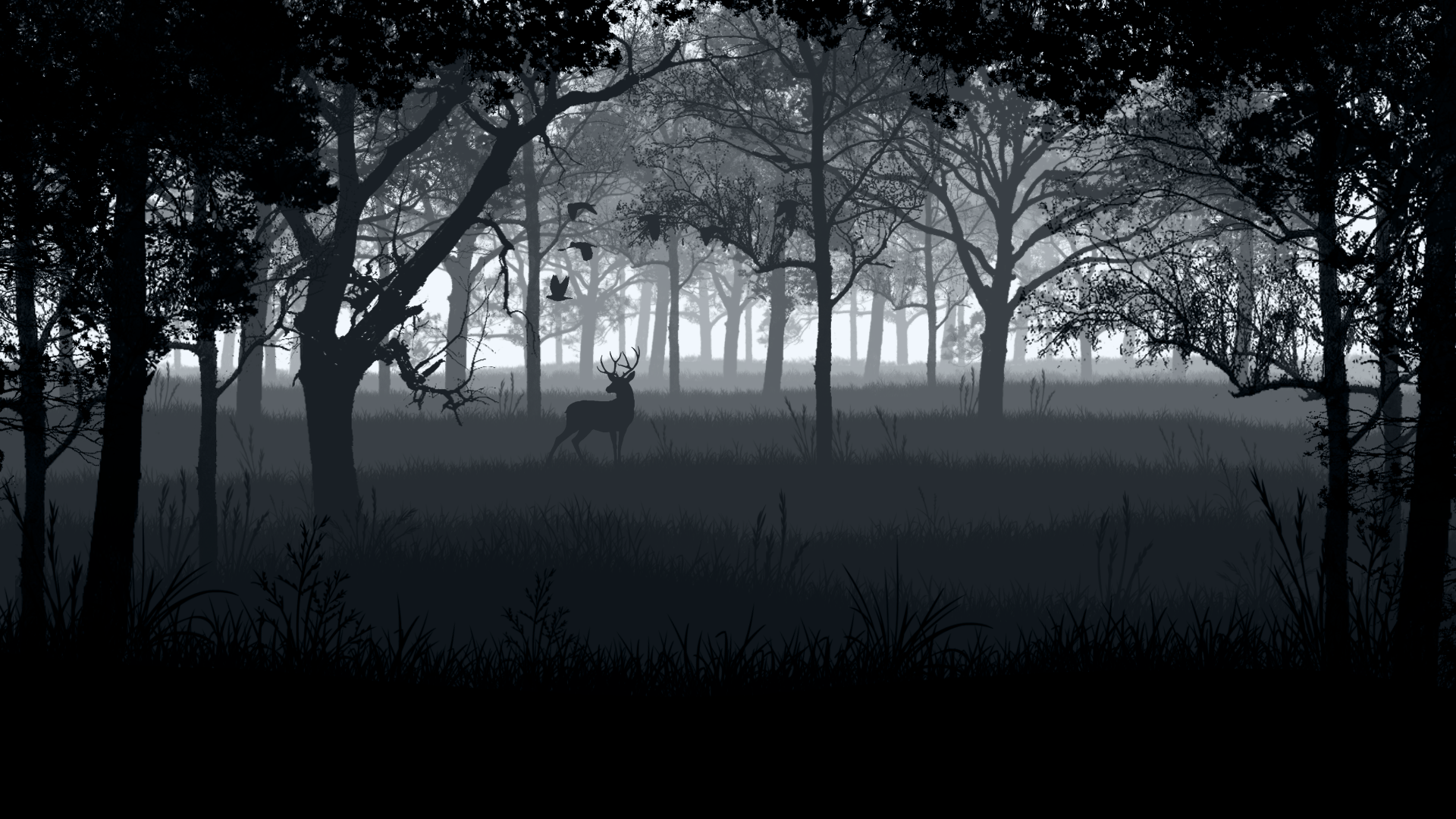 black and white deer wallpaper