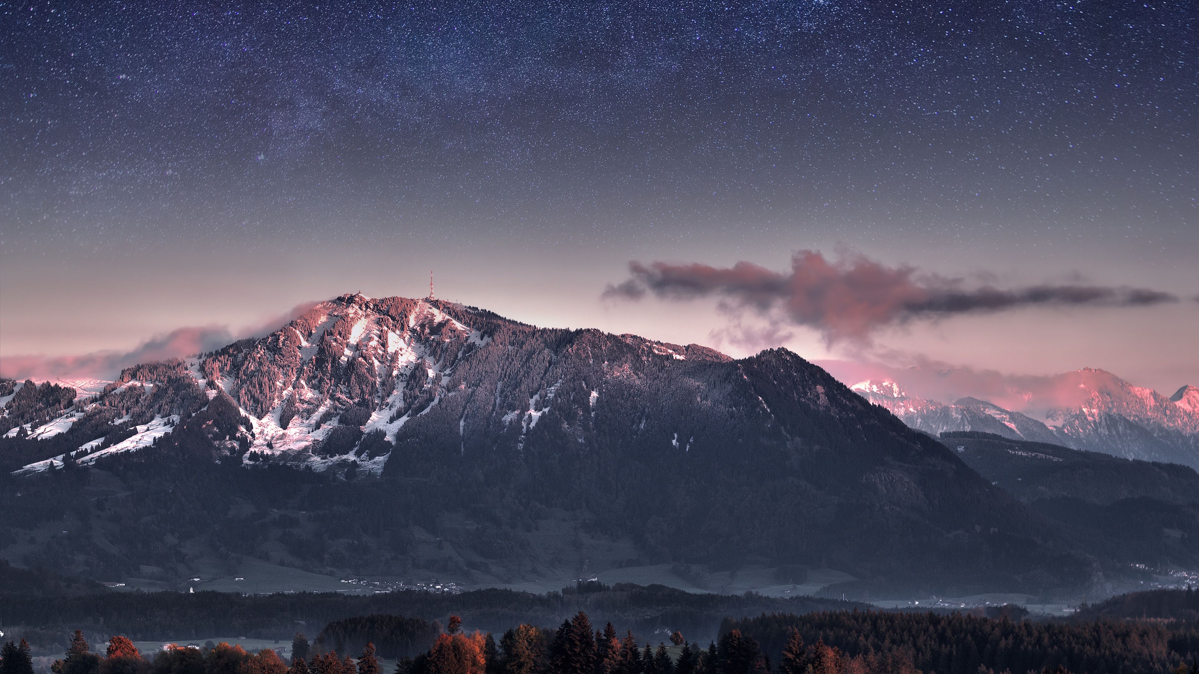 3840x2160 Mountains Wallpaper 4K, Bavaria, Night, Germany