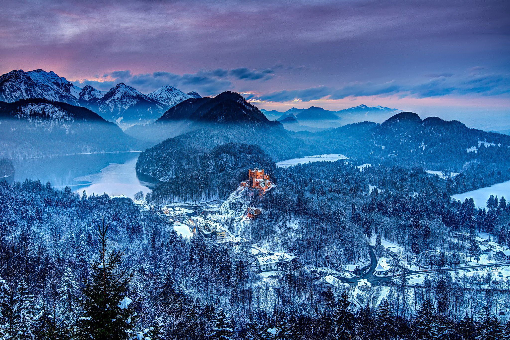 2048x1367 bavaria, Germany, The, Castle, Lake, Mountains, Winter, Forest Wallpaper HD / Desktop and Mobile Background