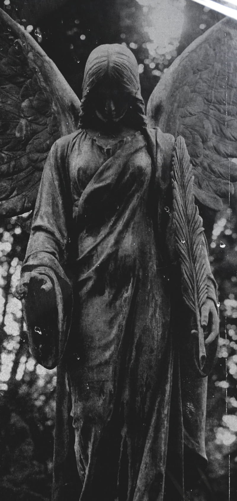 800x1689 Gloomy, darkness, designersnart, gloomy, scary, statue, HD phone wallpaper