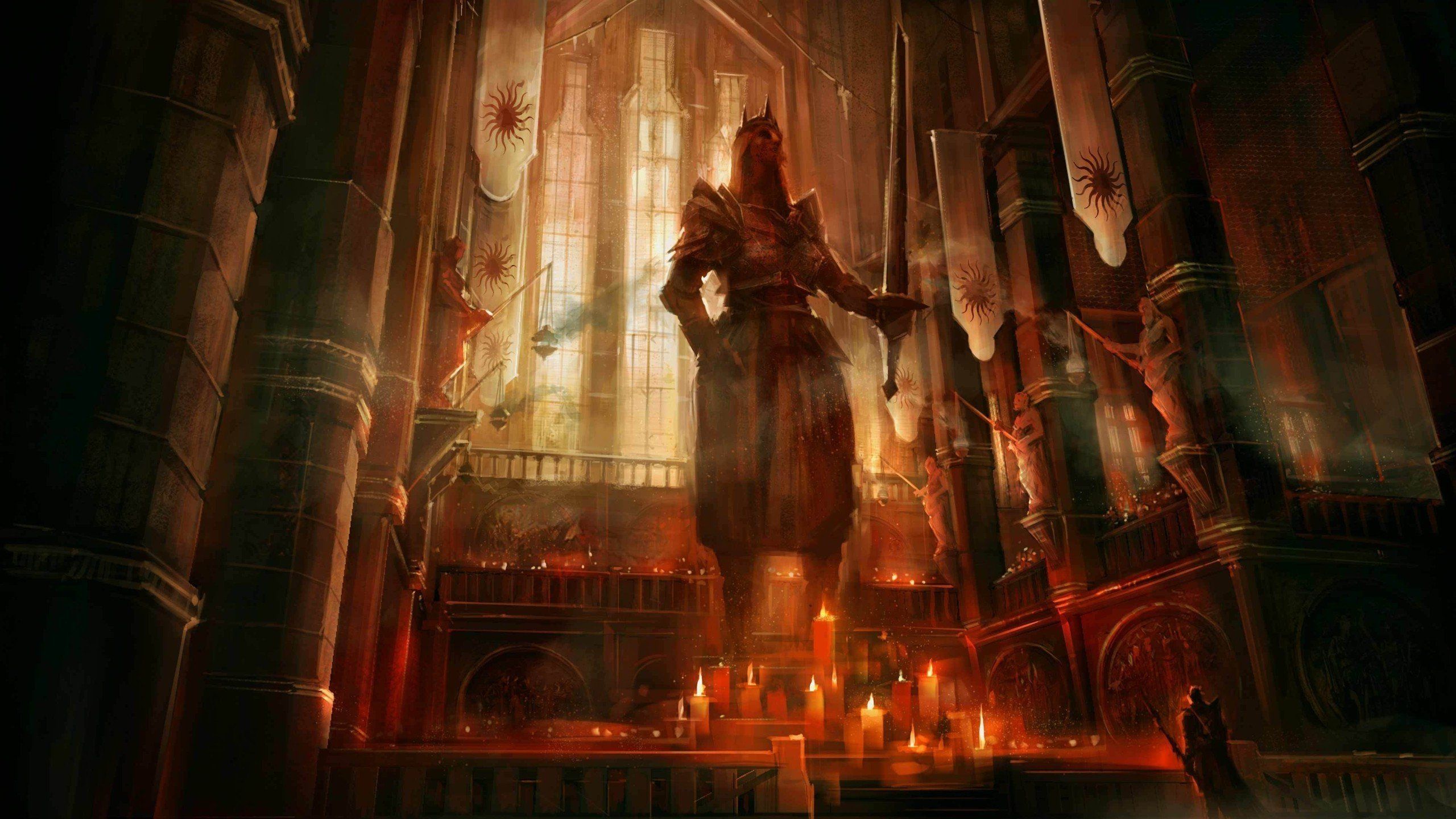 2560x1440 Fantasy Statue Dark Wallpaper 111902