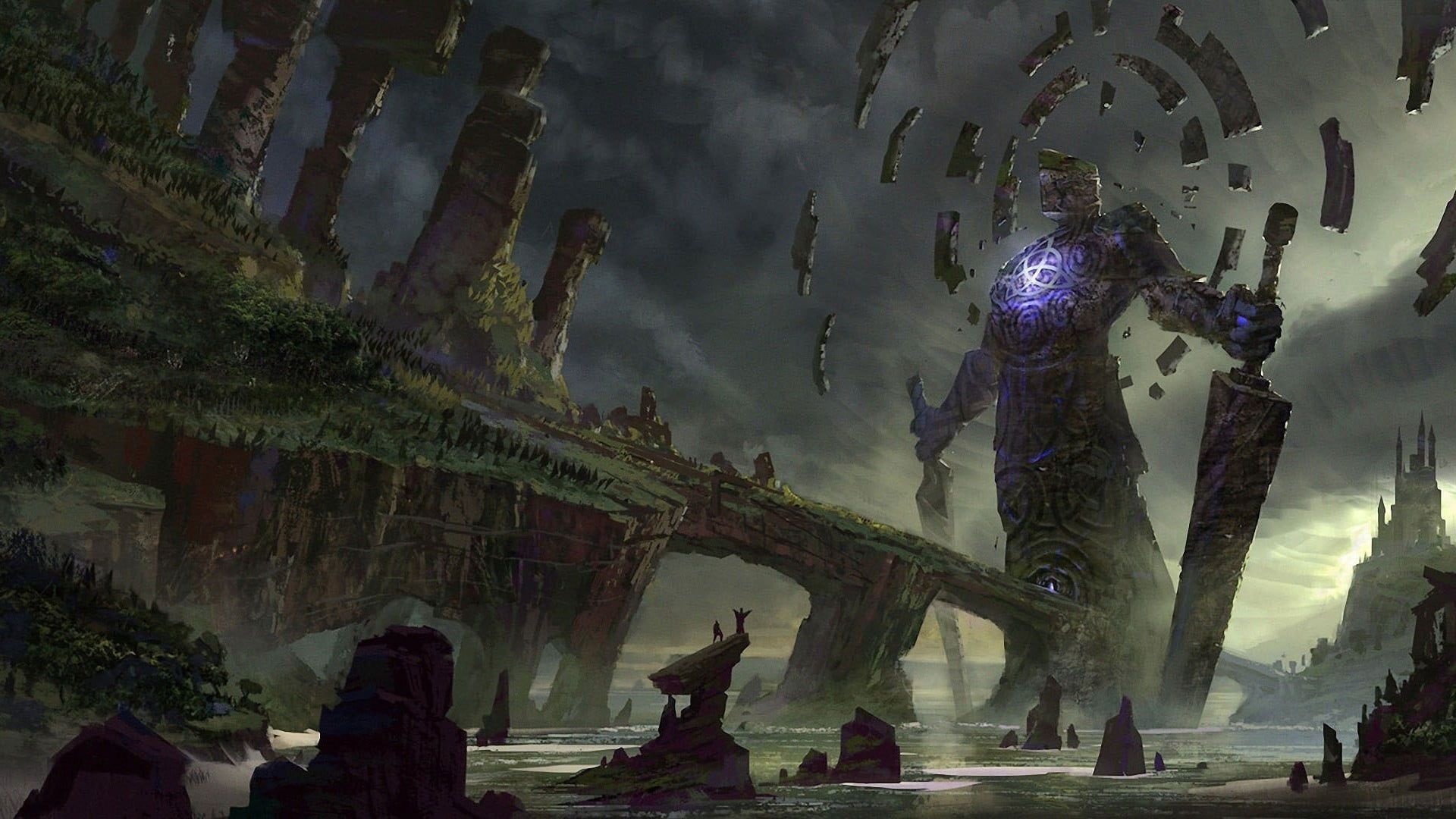 1920x1080 Fantasy Statue Dark Desktop Wallpaper 111900