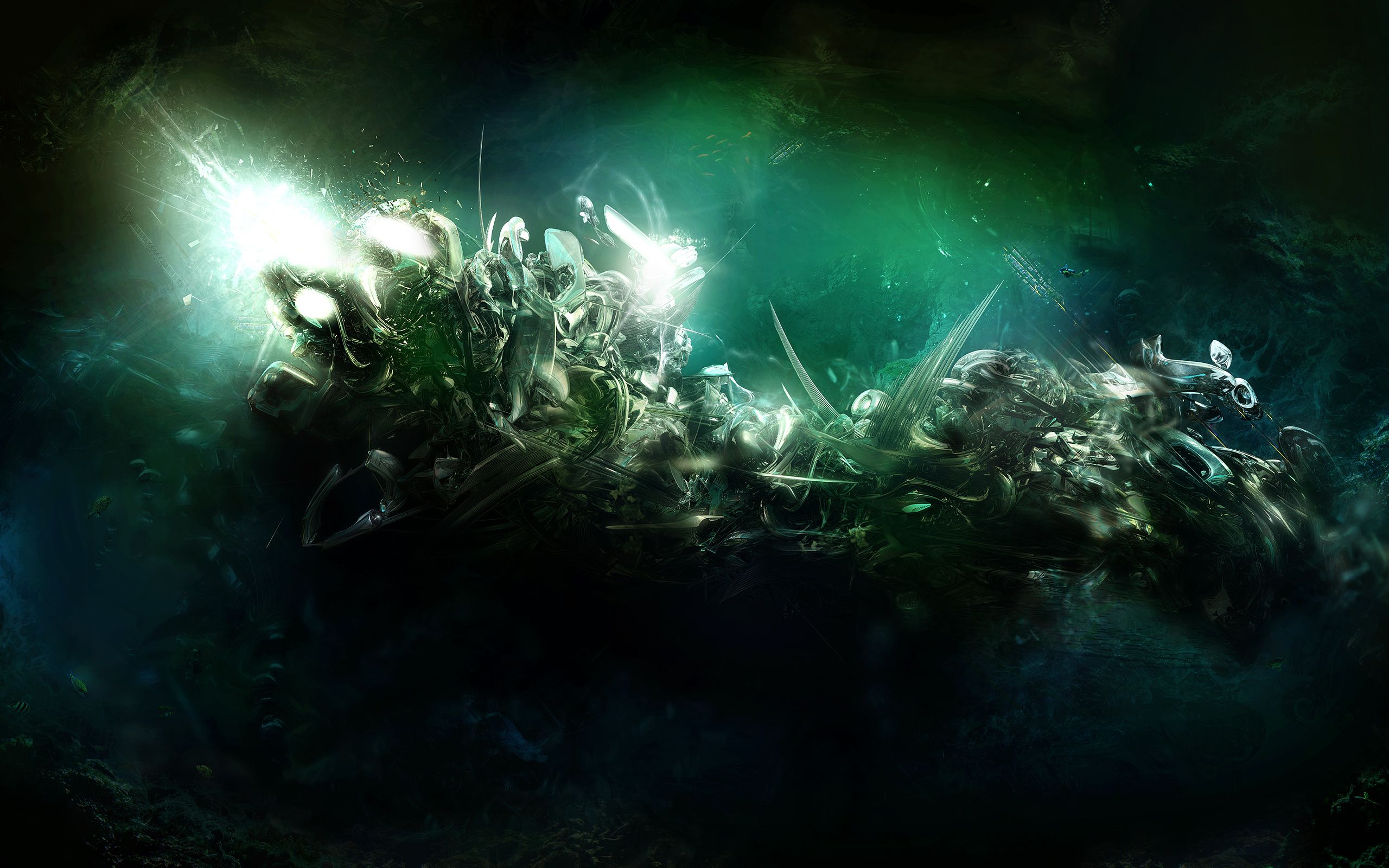 2560x1600 Abstract Green HD Wallpaper: A Journey into Ethereal Depthsx1600