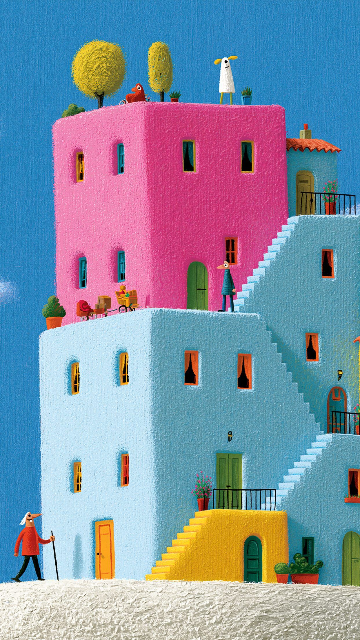 1242x2208 Art Architecture Sref Profile Qsbppgt Illust Colorful Surreal Building Minimal Clouds iPhone Wallpaper