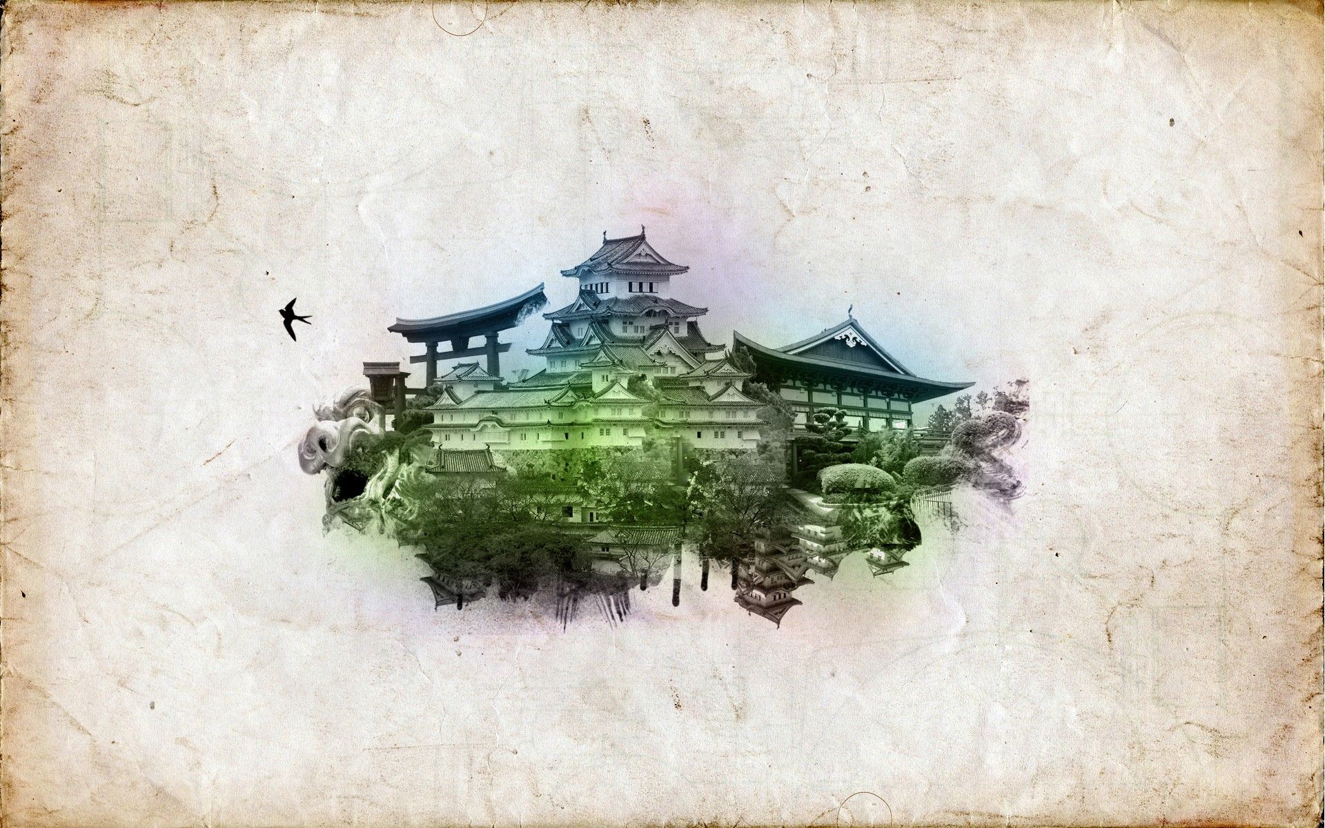 1920x1200 Asian Architecture, Digital Art Wallpaper HD / Desktop and Mobile Background