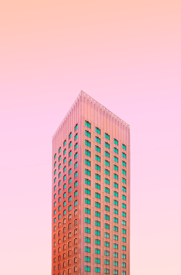 728x1106 HD wallpaper: high rise building illustration, facade, architecture, minimalism