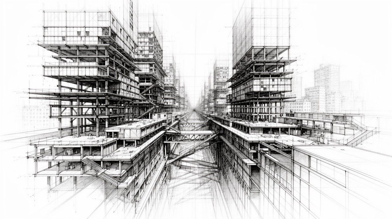 1344x752 Download Urban Architecture Layers Image, Sketch, Drawing