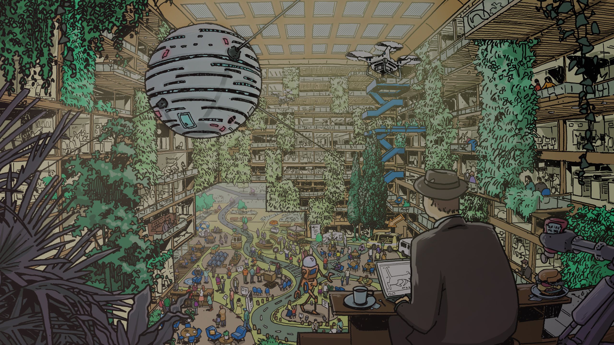 2560x1440 Architectural Drawings Forming Fascinating Visual Commentary on Environmental Catastrophe