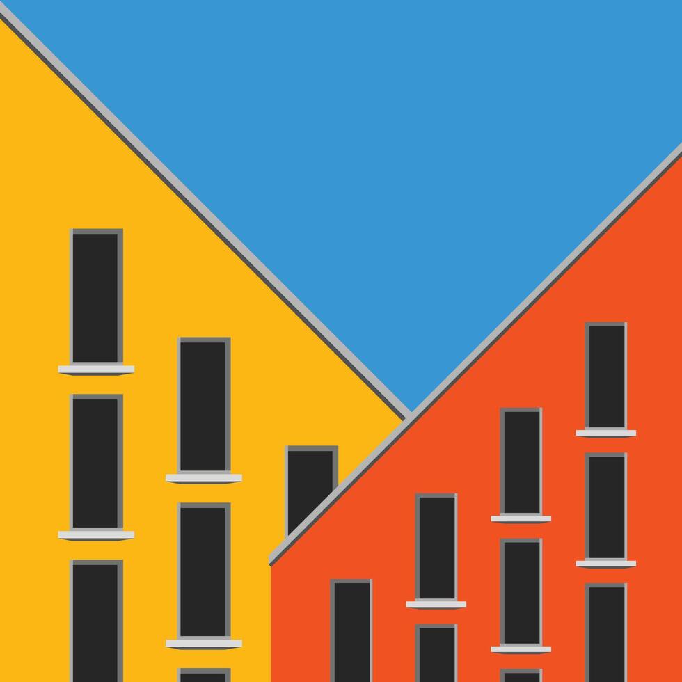 980x980 Modern minimalist building collection featuring geometric architecture, clean flat. Geometric Modern Architecture Illustration. Minimal Colorful Building. Structure