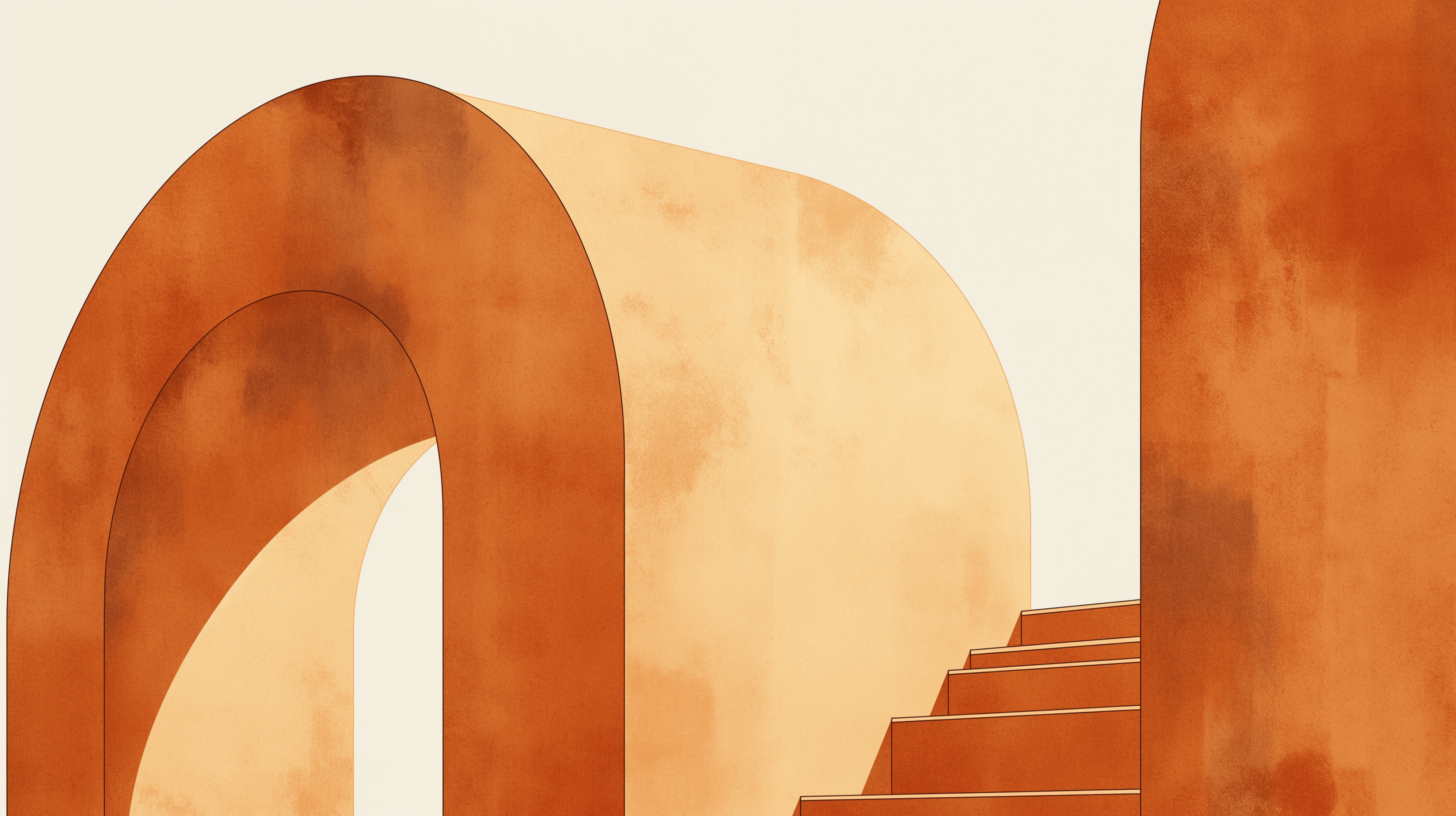 2912x1632 Mural Wallpaper arch. Terracotta arch in pencil drawing