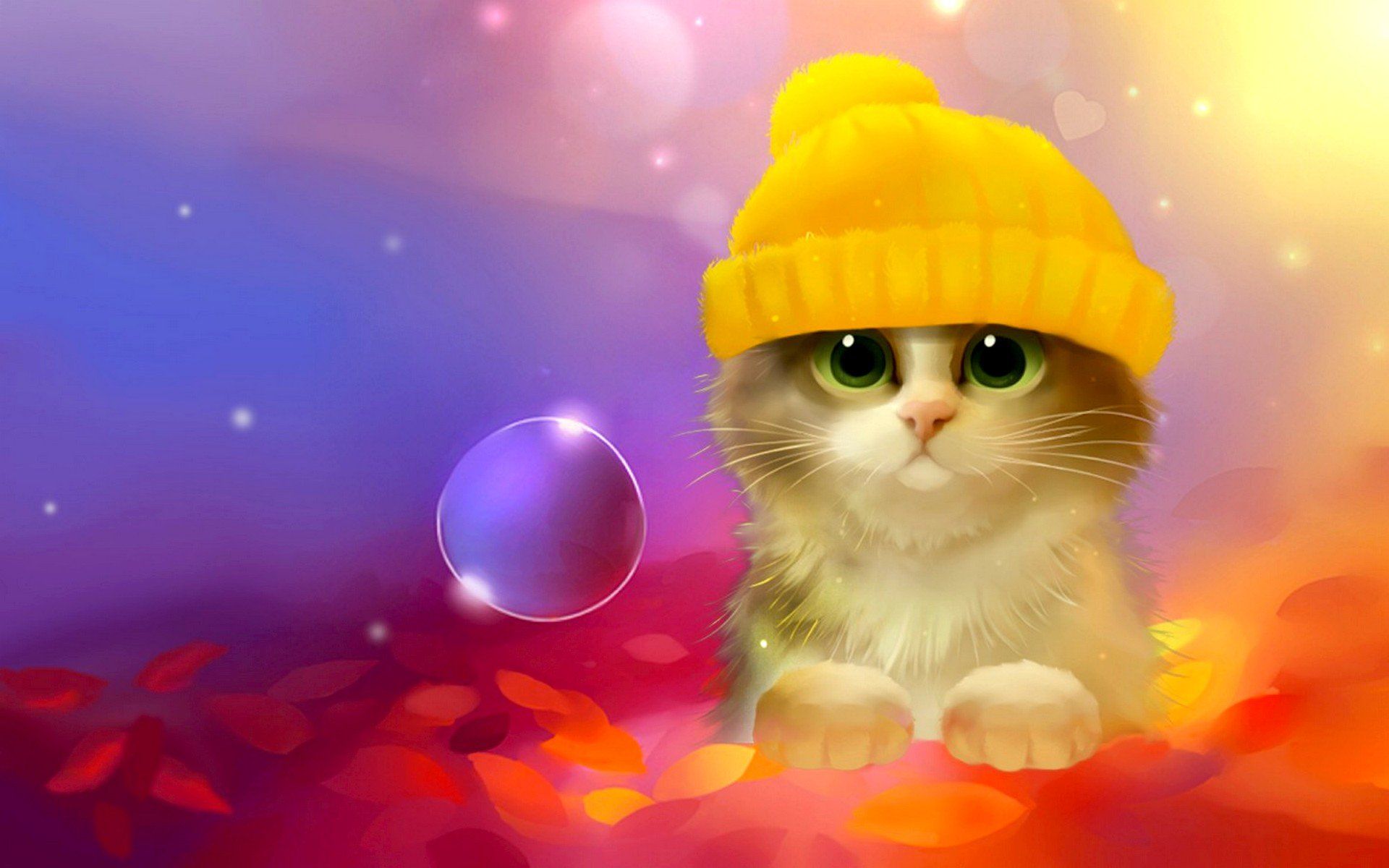 1920x1200 Playful Cat in Cozy Hat Animal Wallpaperx1200