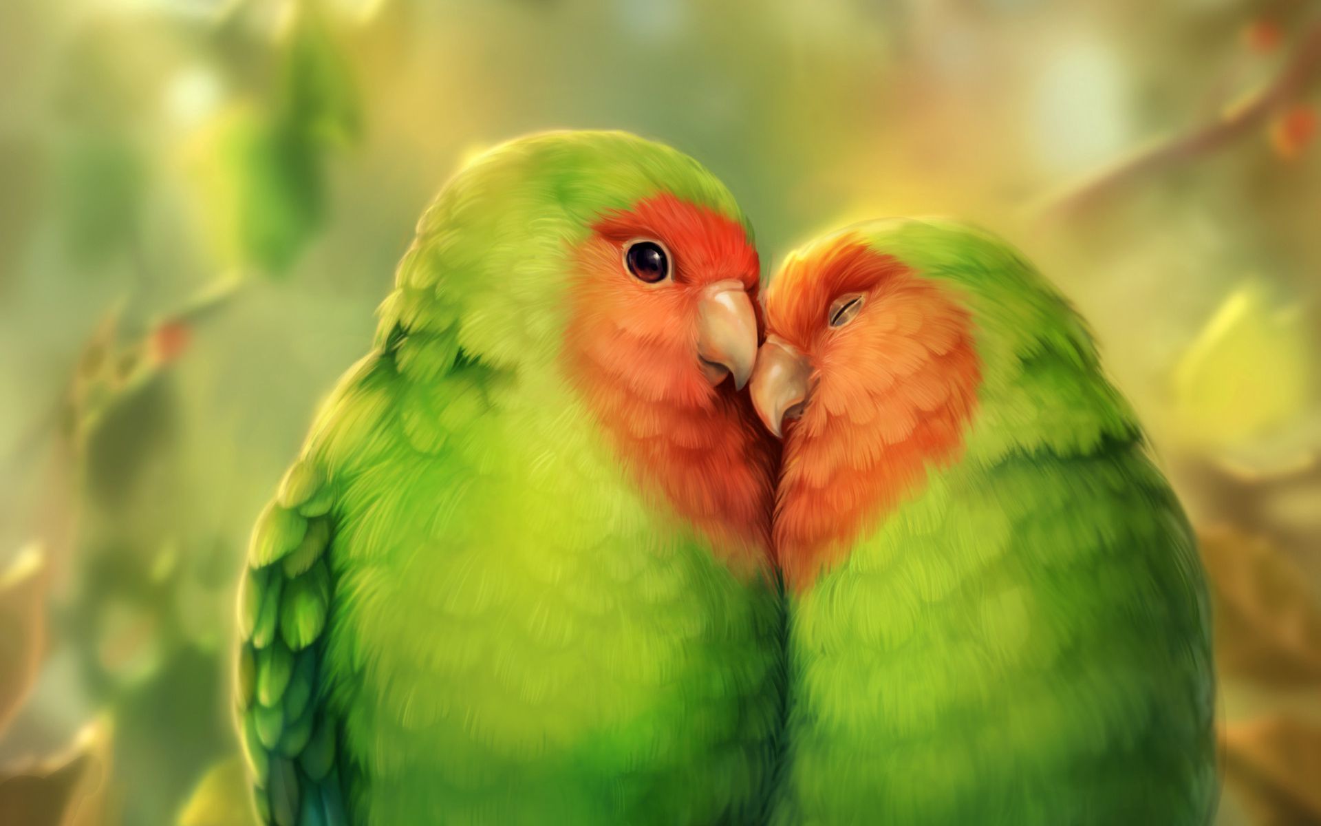 1920x1200 Download wallpaper 1920x1200 parrots, birds, romance, cute, art widescreen 16:10 HD background