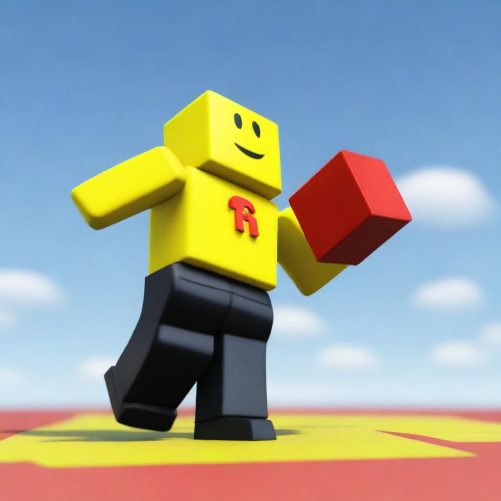1024x1024 Epic Roblox Adventure: Yellow Character Overcoming Heights