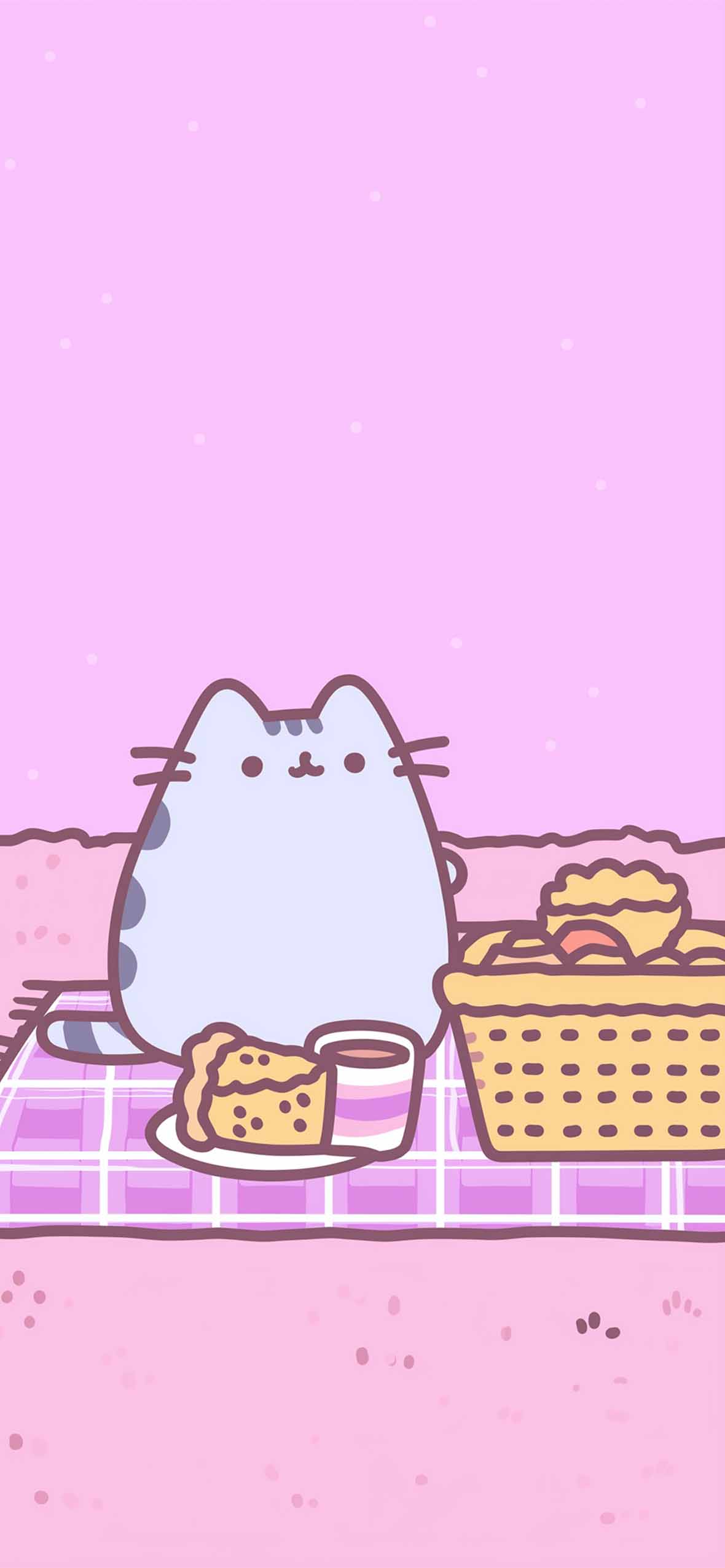 1180x2554 Pusheen Picnic Cute Matching Wallpaper Wallpaper HD