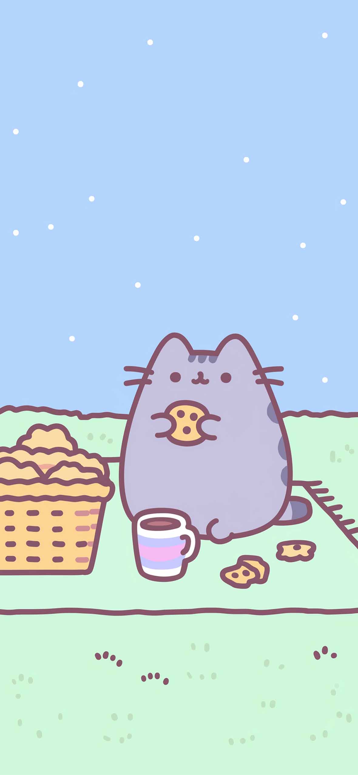 1180x2554 Pusheen Picnic Cute Matching Wallpaper Wallpaper HD