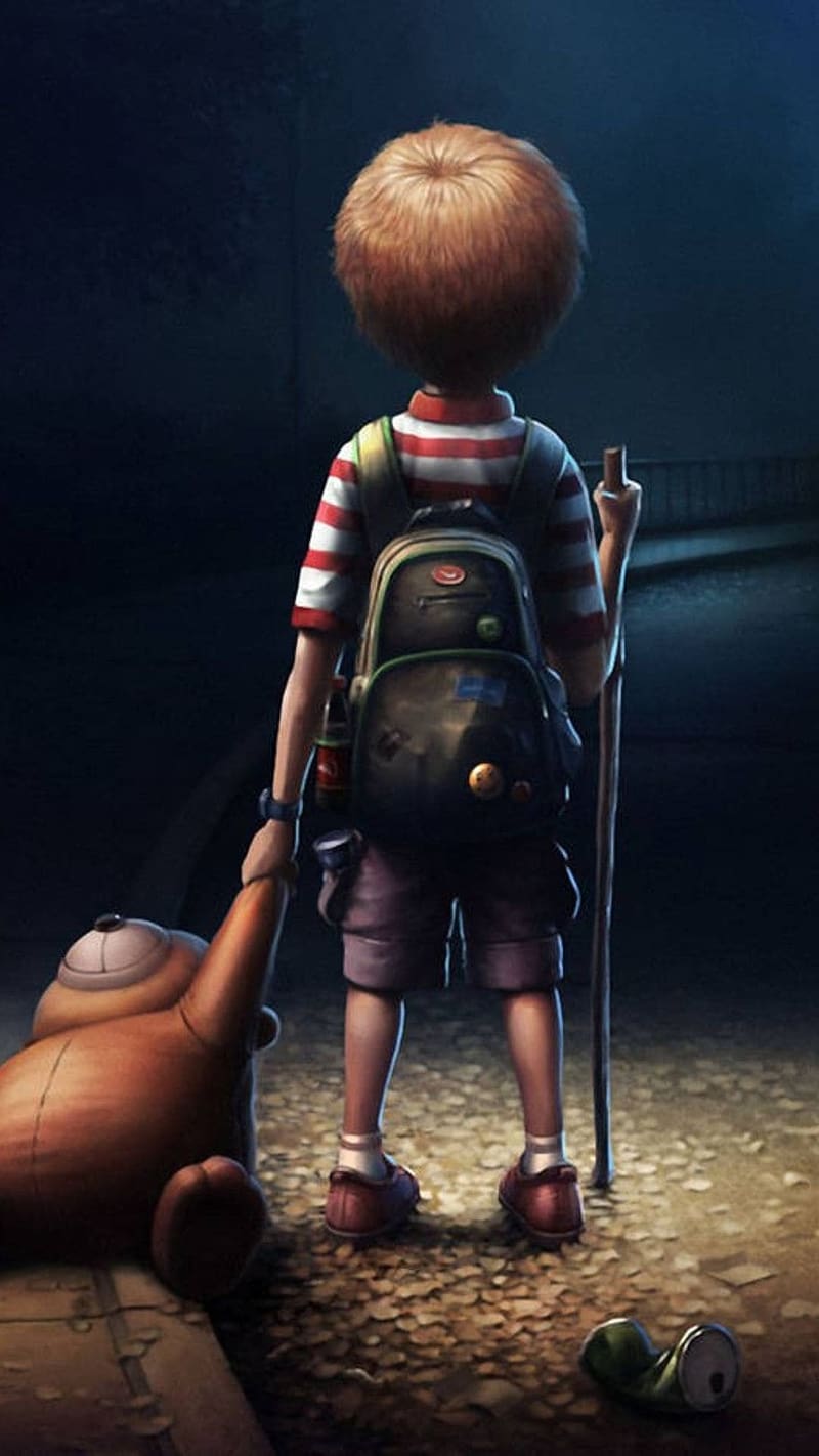 800x1422 HD a boy with teddy wallpaper