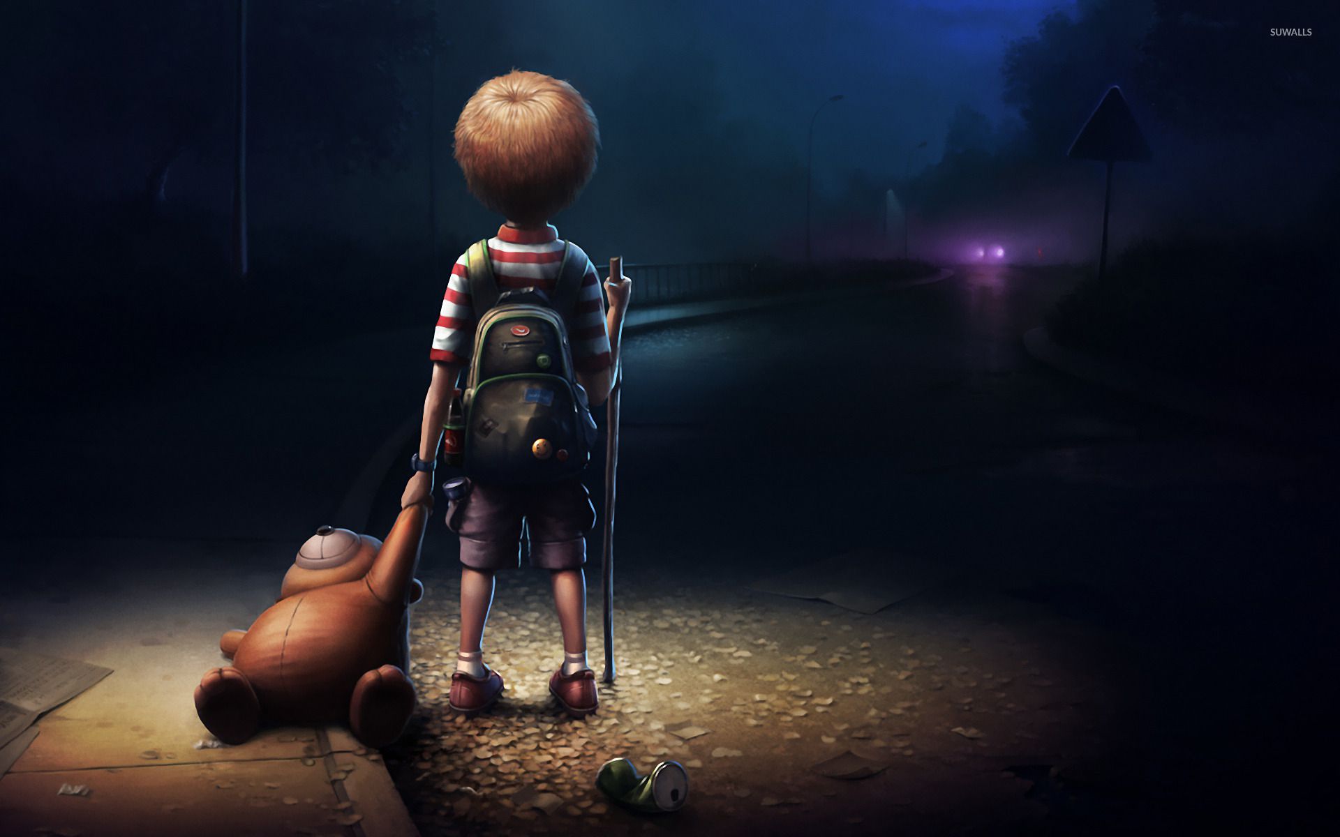1920x1200 Boy & Teddy at Night wallpaper wallpaper