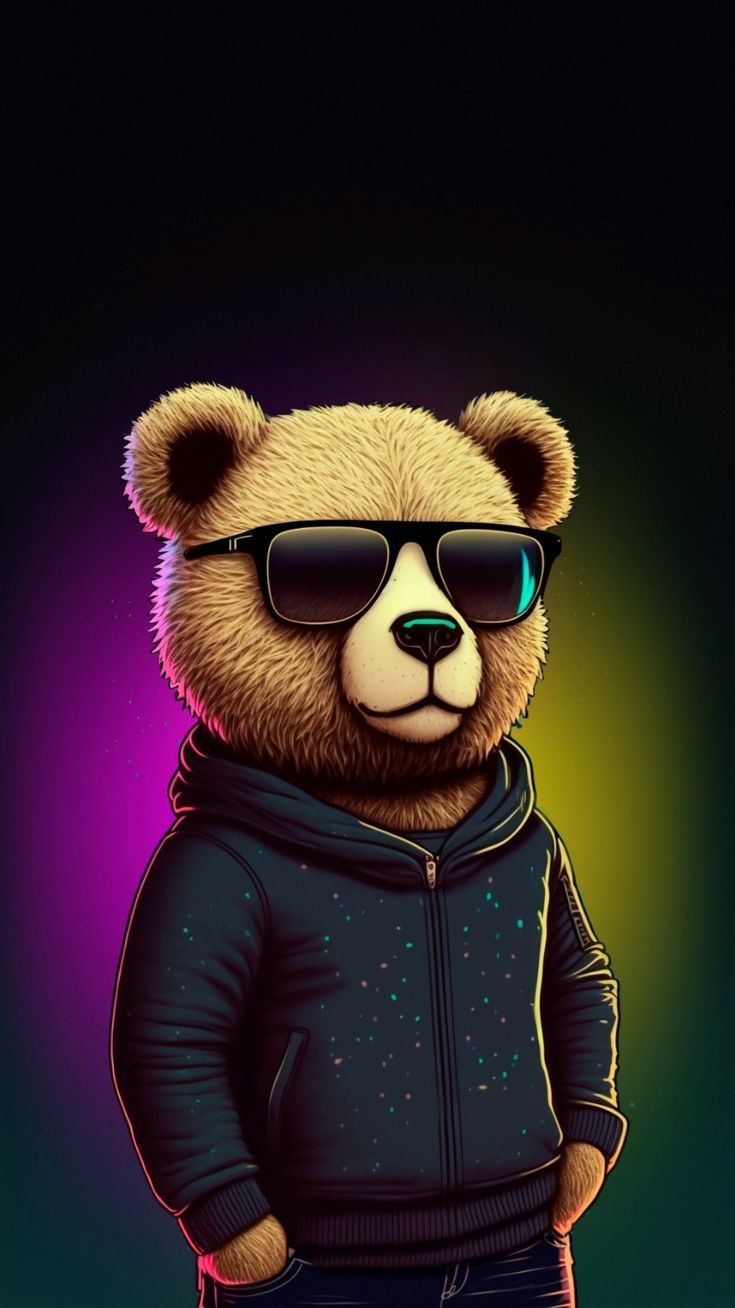 735x1308 Hd Big attitude teddy bear wallpaper with black sun glasses full HD wallpaper