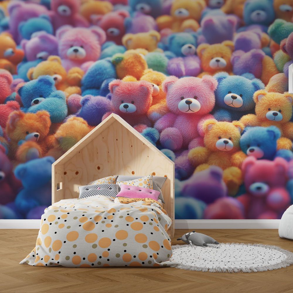 1000x1000 Wallpaper Teddy Bear Room Decor Wallpaper In Nostalgic Teddy Bear On Classic Stripe Background Baby Boy