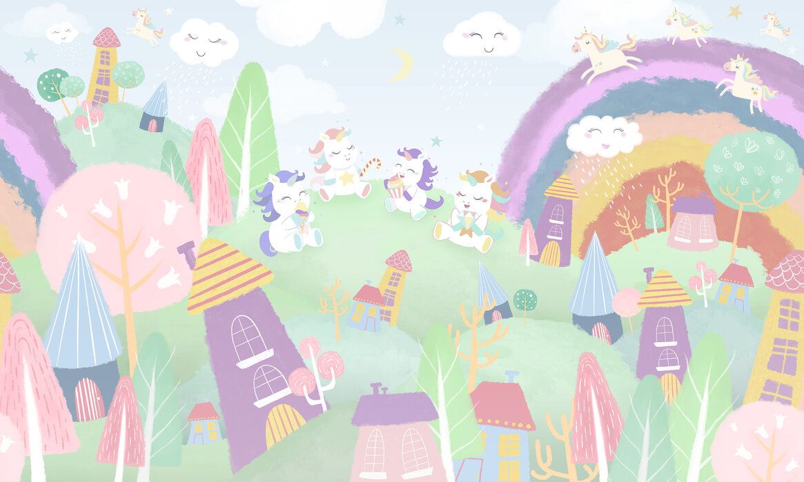 1165x699 Wall Mural Village / Children Room The Wall Or Peel And Stick