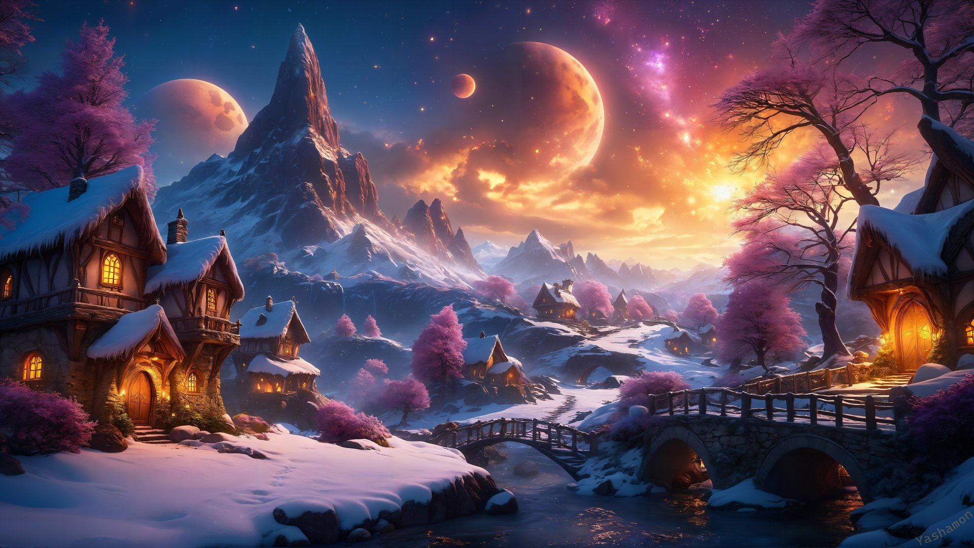 1920x1080 Enchanting Village Landscape Ultra HD Wallpaper**