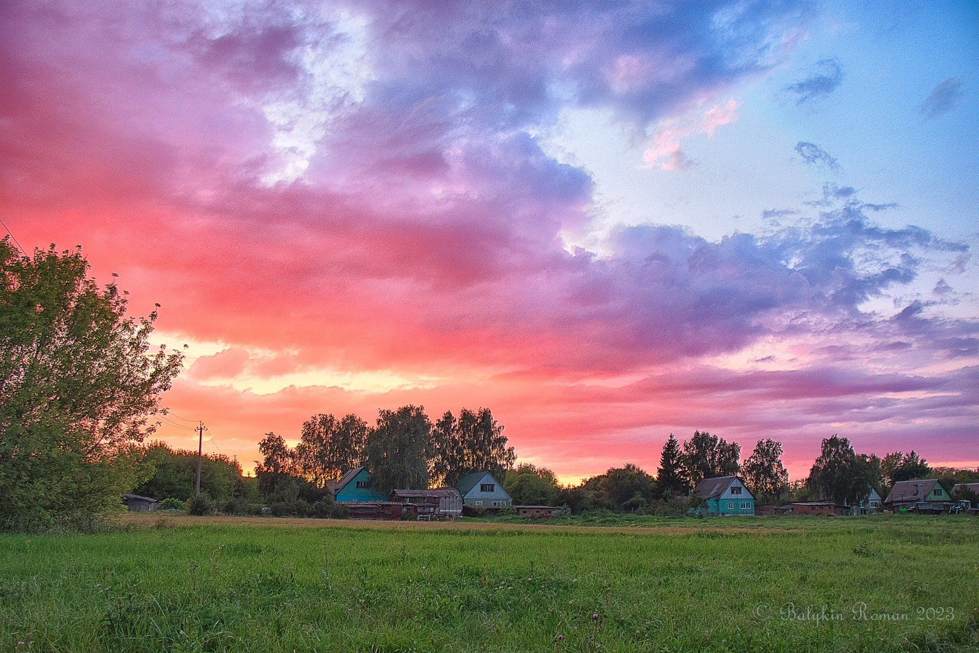 1920x1281 Crimson Sunset Over River Village