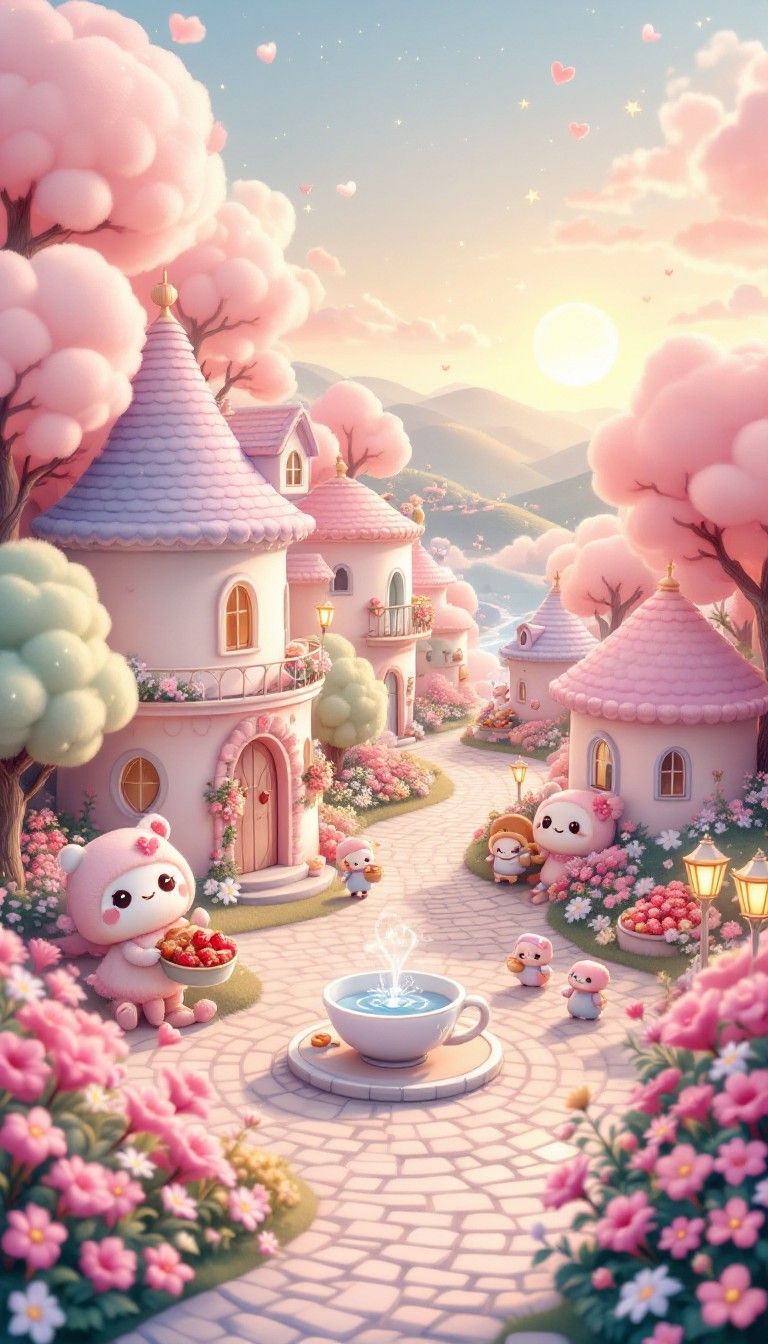 768x1344 Download Sunshine Kawaii Village Image, Illustration, Sun