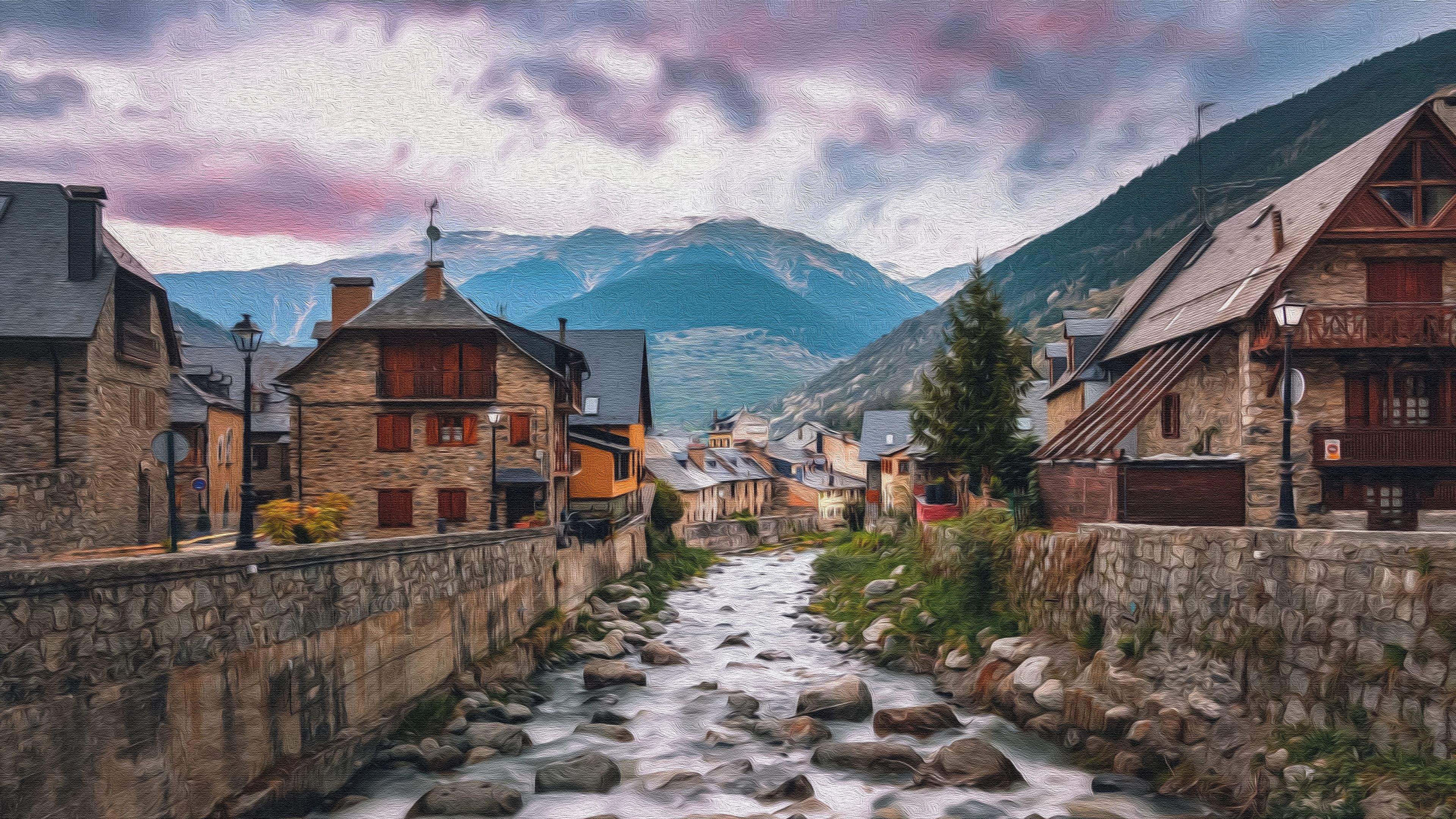 3840x2160 Village Wallpaper